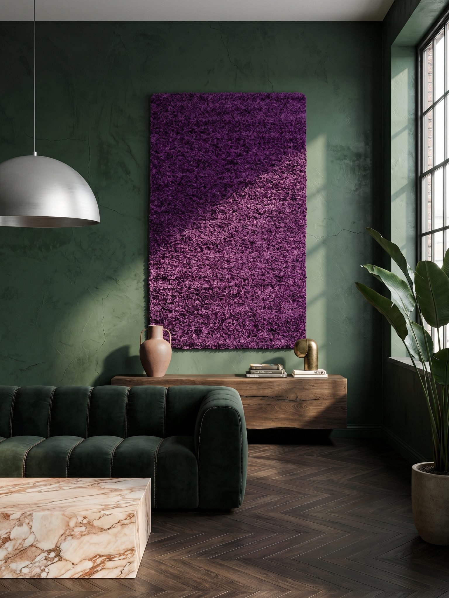 KADIMA DESIGN Teppich RHEIN Shaggy Langflor Wohnzimmer Schlafzimmer Waschbar Esszimmer, Läufer, Höhe: 32 mm, Violett, 60x110 cm, Wohnzimmerteppich Strapazierfäh – Bild 3 von 5