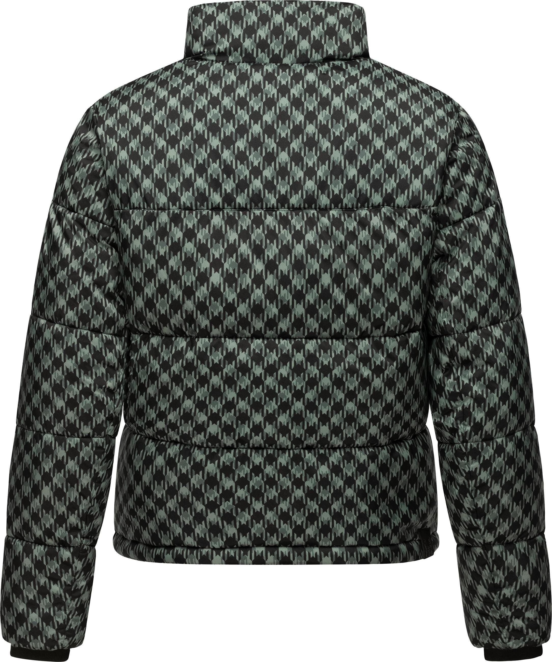 Ragwear Winterjacke Serah Print wasserdichte Winter Steppjacke mit Hahnentritt Muster