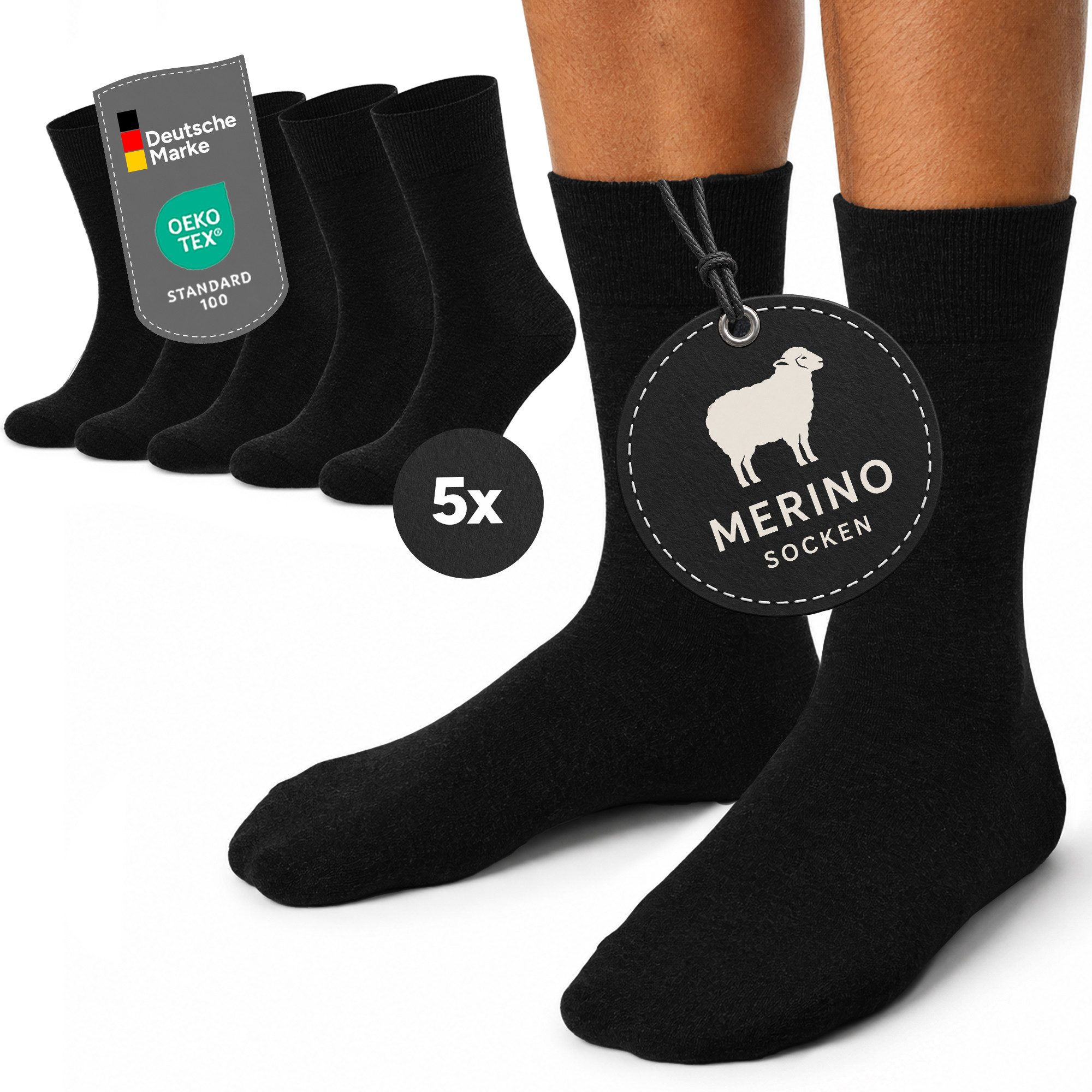 GAWILO Businesssocken für Herren aus 64% Schurwolle - Klimaregulierende Merino Socken (5 Paar) Socken aus Merino Wolle kühlen im Sommer und wärmen im Winter