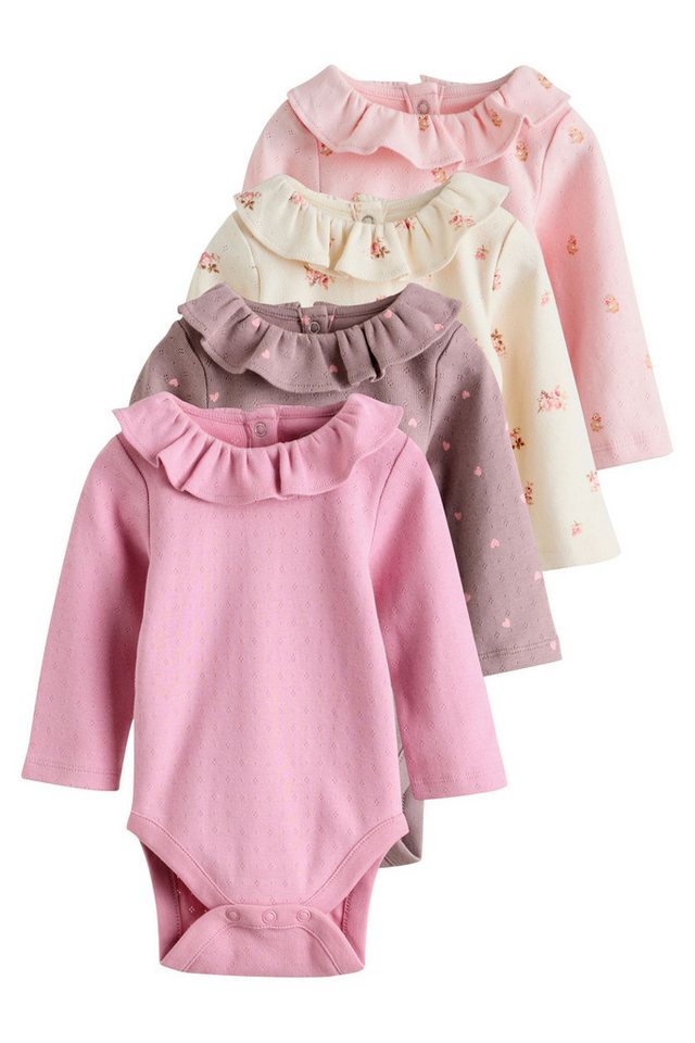 Next Langarmbody Baby Langarm-Bodysuits mit Rüschen im 4er-Pack (4-tlg)