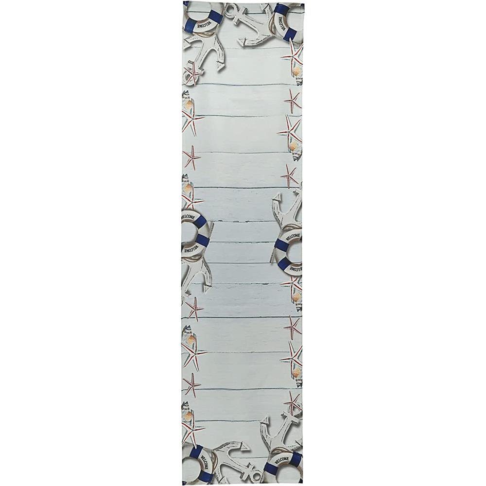 CEPEWA Tischläufer Maritim, Weiß Blau 40 cm Tischdecke Polyester x 160