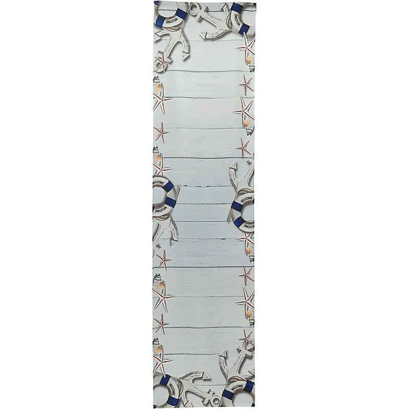 CEPEWA Вузькі скатертини Maritim, Weiß Blau 40 x 160 cm Polyester Tischdecke