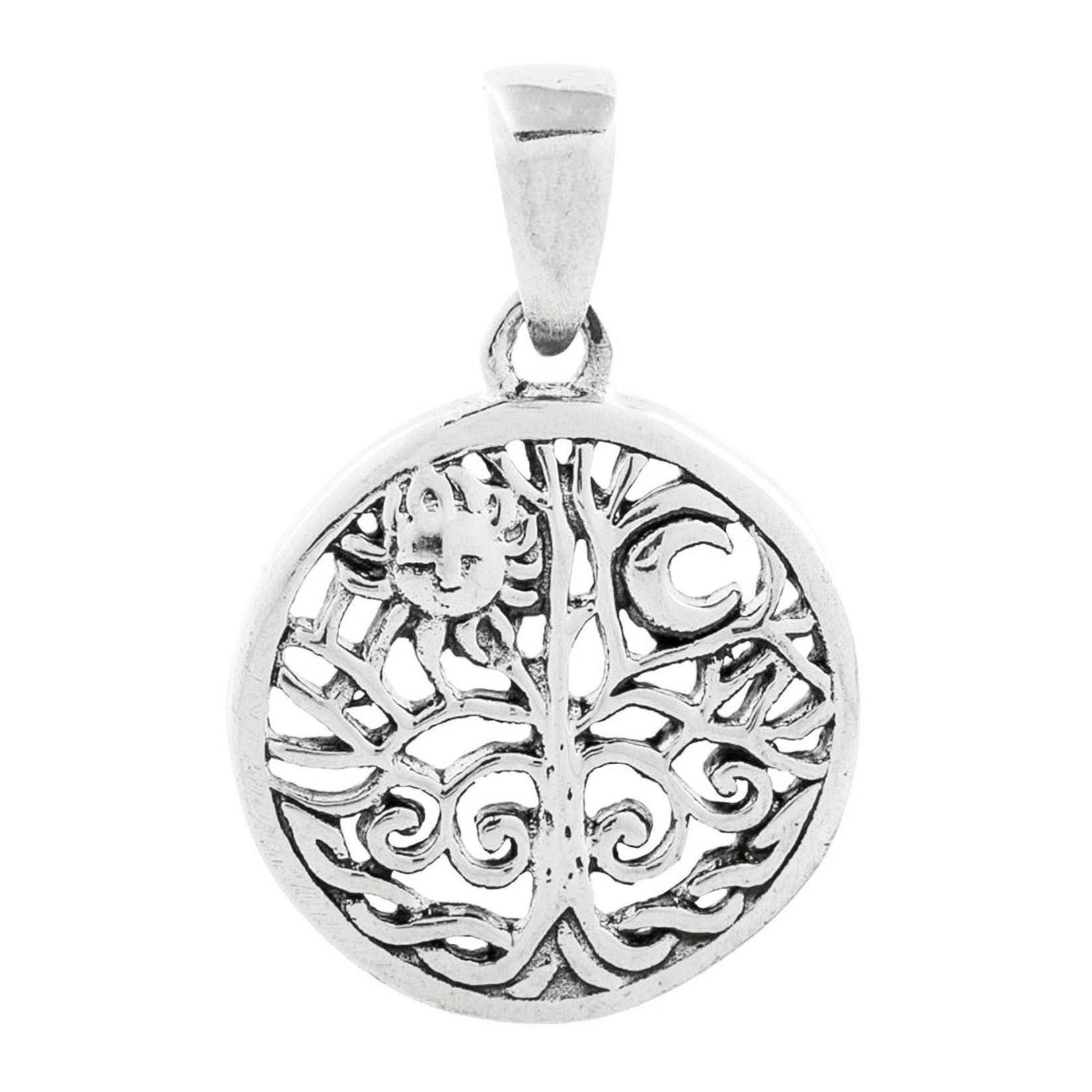 Kettenanhänger Sonne im Lebensbaum Schmuck Anhänger 925er Silber Lebensbaum 27x17mm