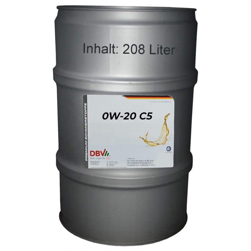 DBV Motoröl DBV 0W-20 Motorenöl 208-Liter-Fass