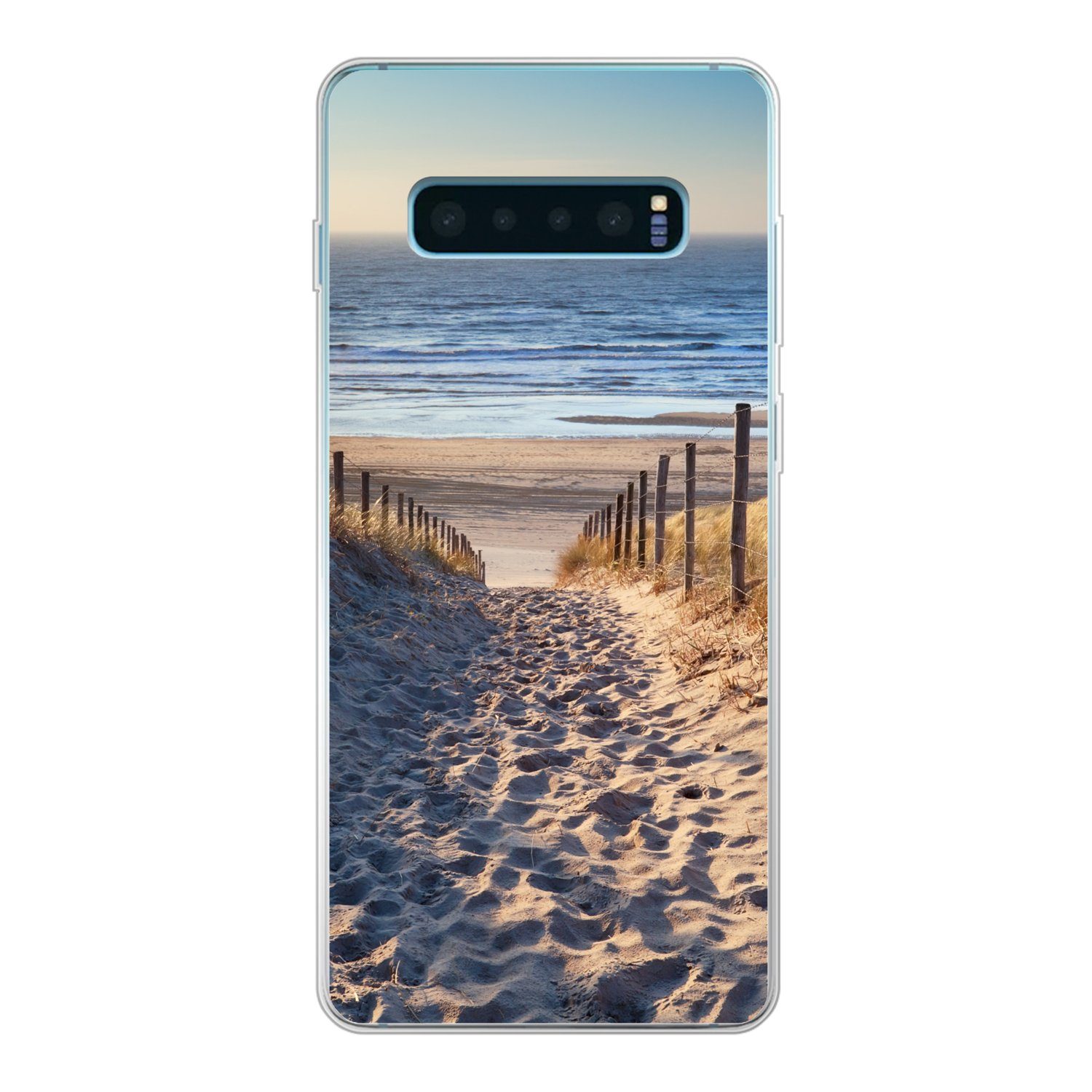 MuchoWow Handyhülle für Samsung Galaxy S10 Plus Strand - Meer - Niederlande - Dünen - Sonn, Phone Case, Silikon, Schutzhülle Dünn