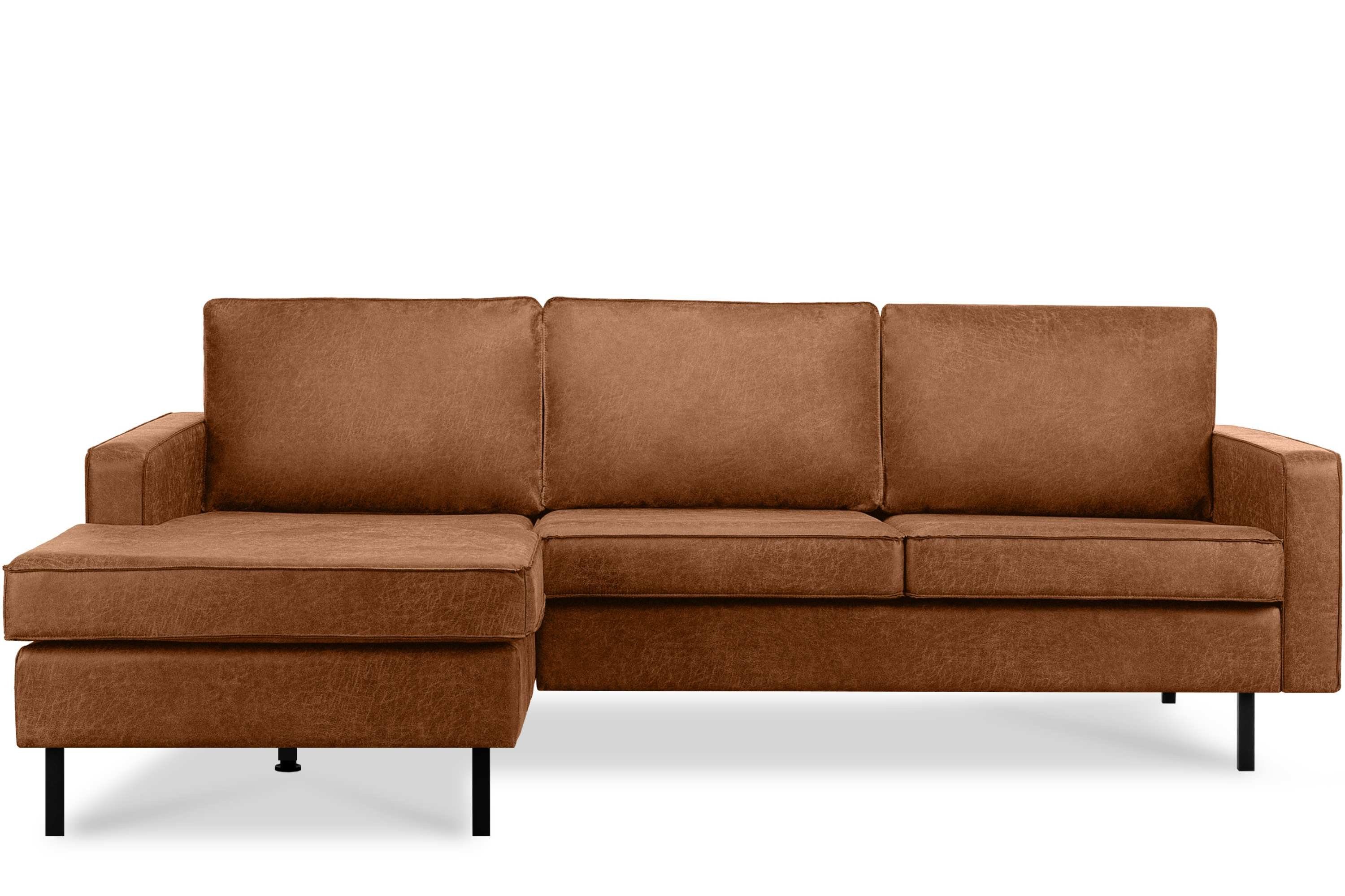 KONSIMO® Ecksofa INVIA Linkes Ecksofa mit Ottomane, Grundschicht: Echtleder,auf hohen Metallfüßen,Hergestellt in EU