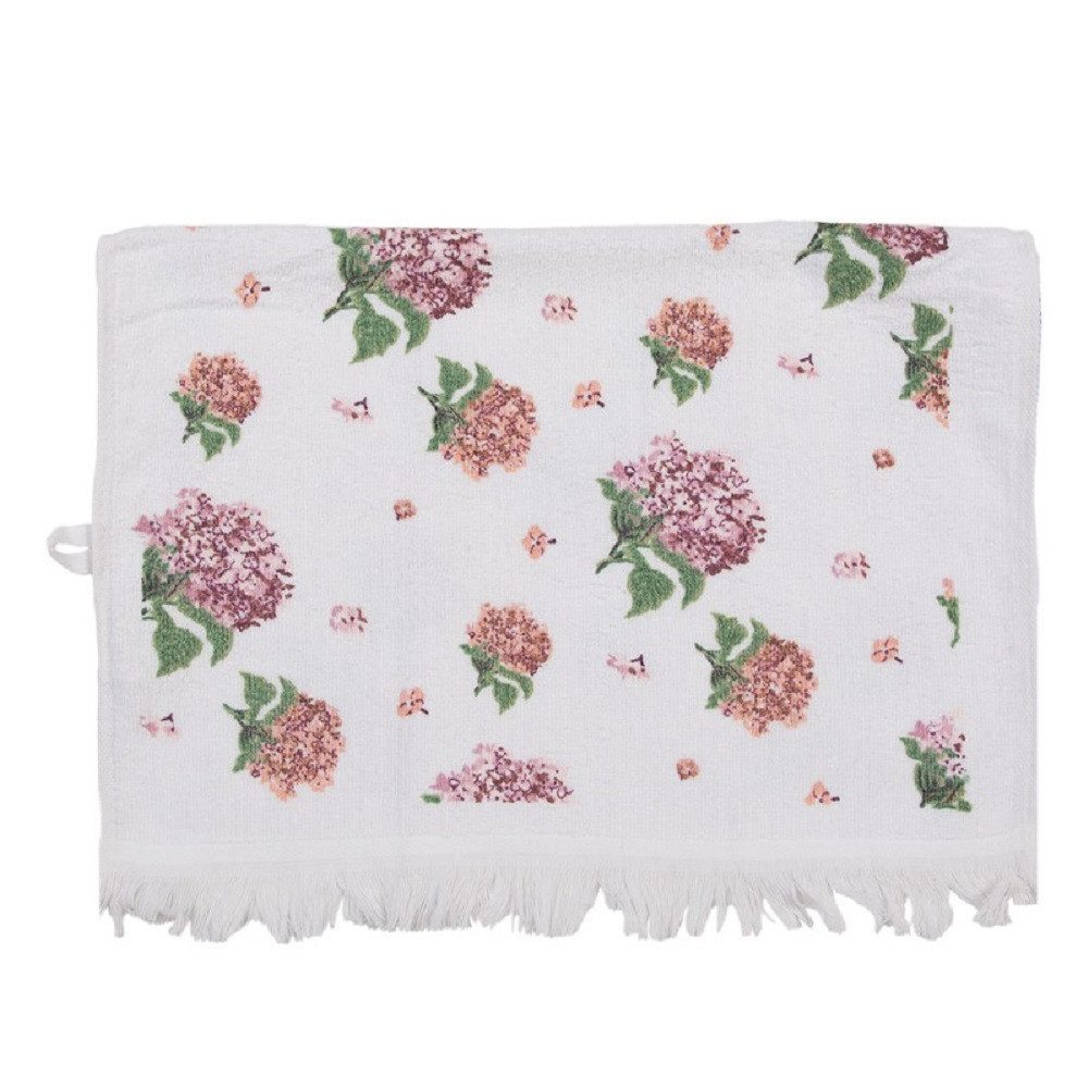 Clayre & Eef Gästehandtuch Blumenherz Hortensien Rosen, Baumwolle (mit Aufhängeschlaufe, 1-St), ca. 40 x 66 cm