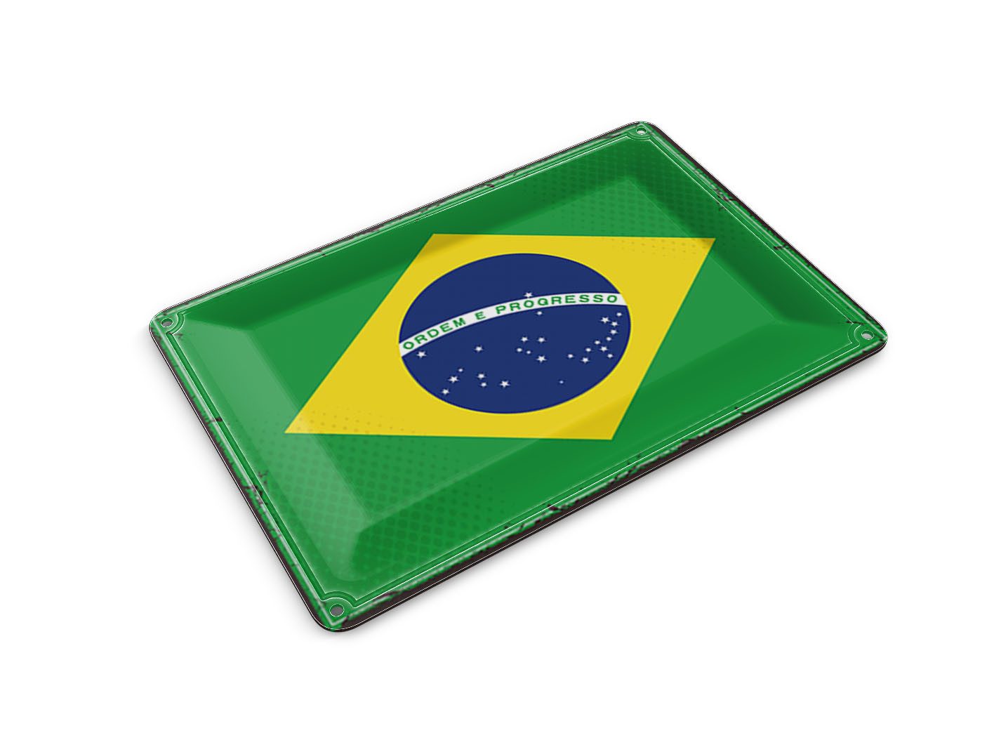 Femer GmbH Postkarte Flagge Brasiliens 14x10 cm Retro Flag of Brazil, unfrankiert