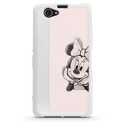 DeinDesign Handyhülle Minnie Mouse Offizielles Lizenzprodukt Disney Minnie Posing Sitting, Sony Xperia Z1 Compact Silikon Hülle Bumper Case Handy Schutzhülle