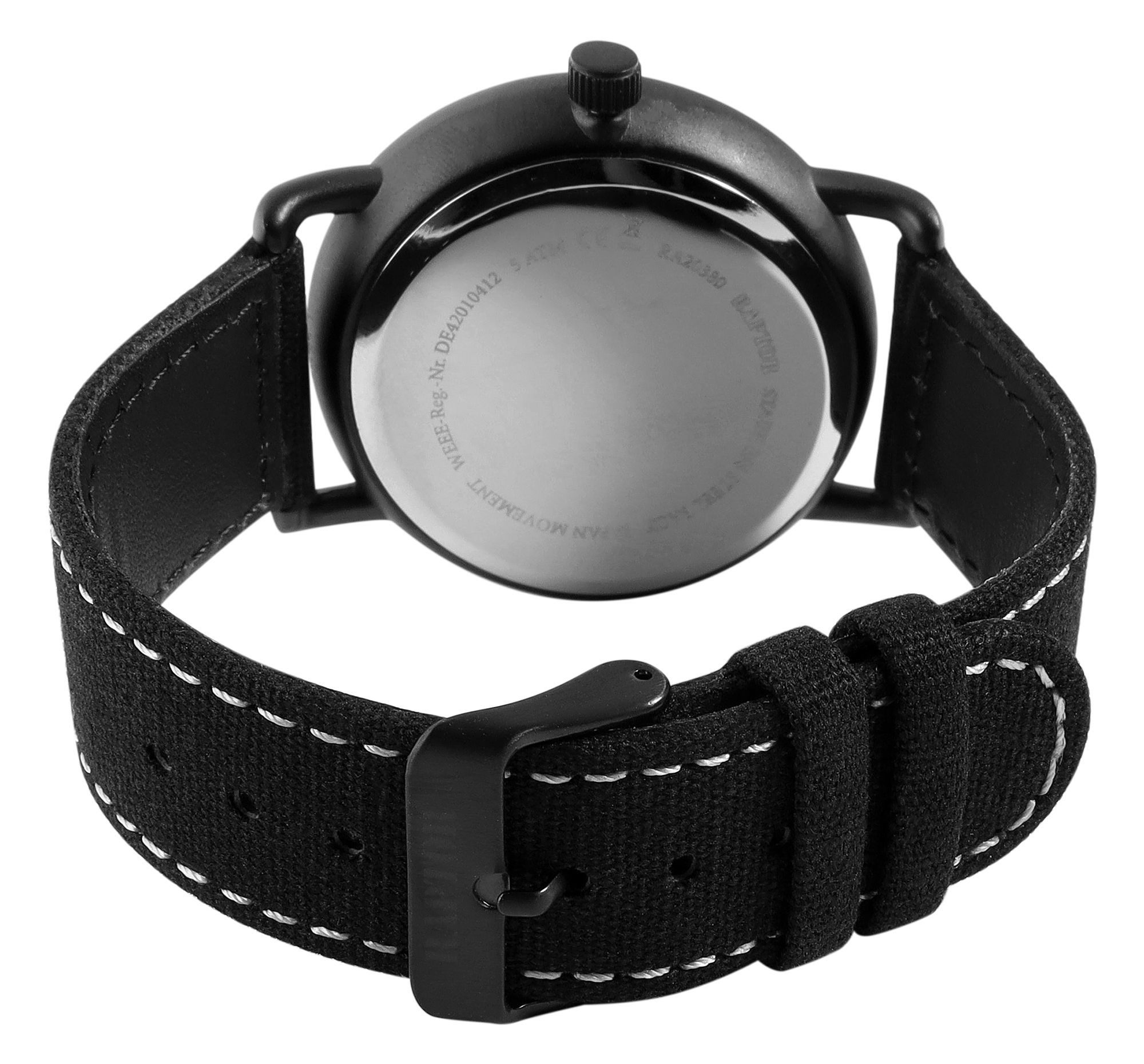 Raptor Quarzuhr mit Textilarmband, Datumsanzeige, 5 ATM