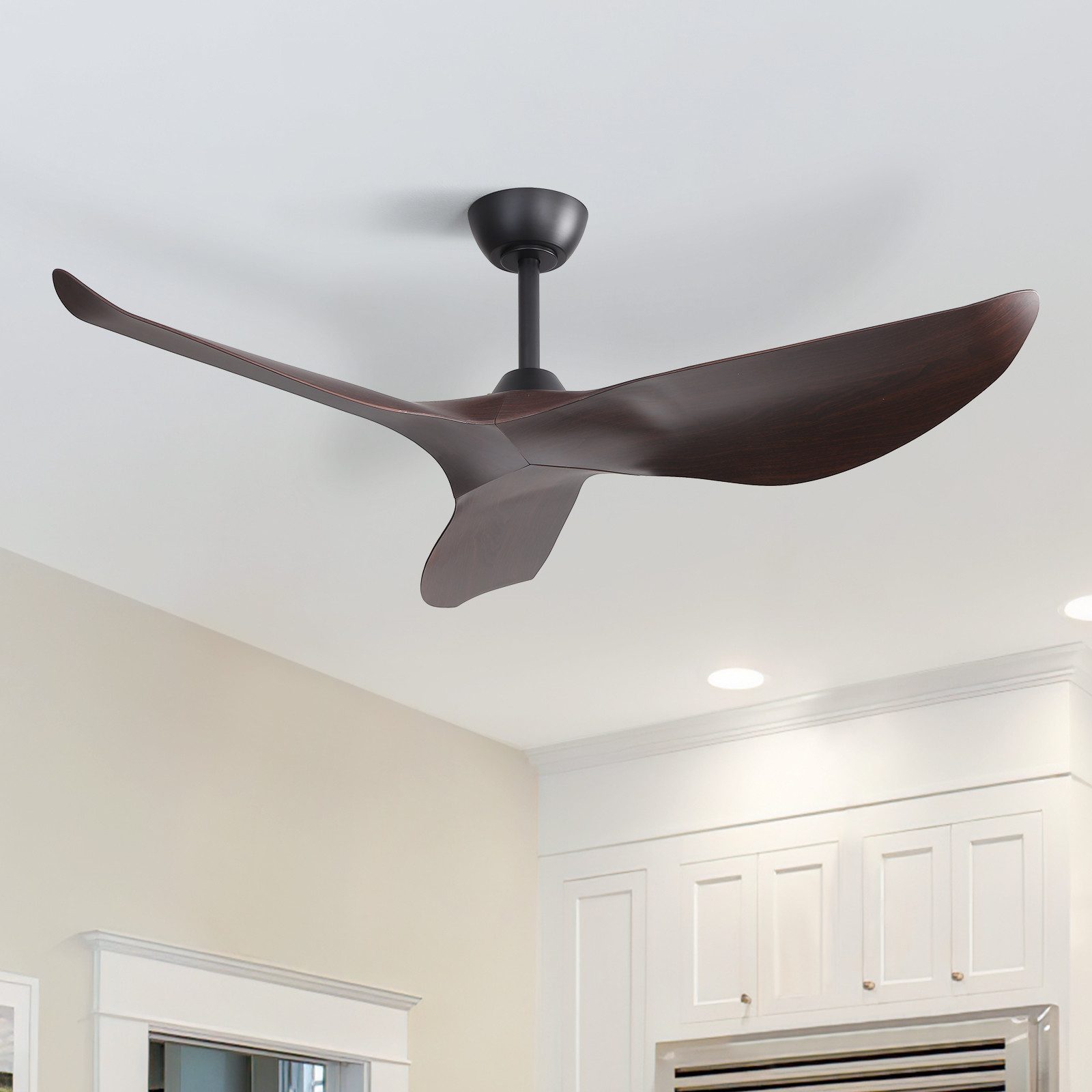 Sofucor Deckenventilator Modern Reversibler Deckenventilator mit Fernbedienung, 3‑Flügel‑ABS‑Ventilator, geräuschloser DC‑Motor für alle Räume