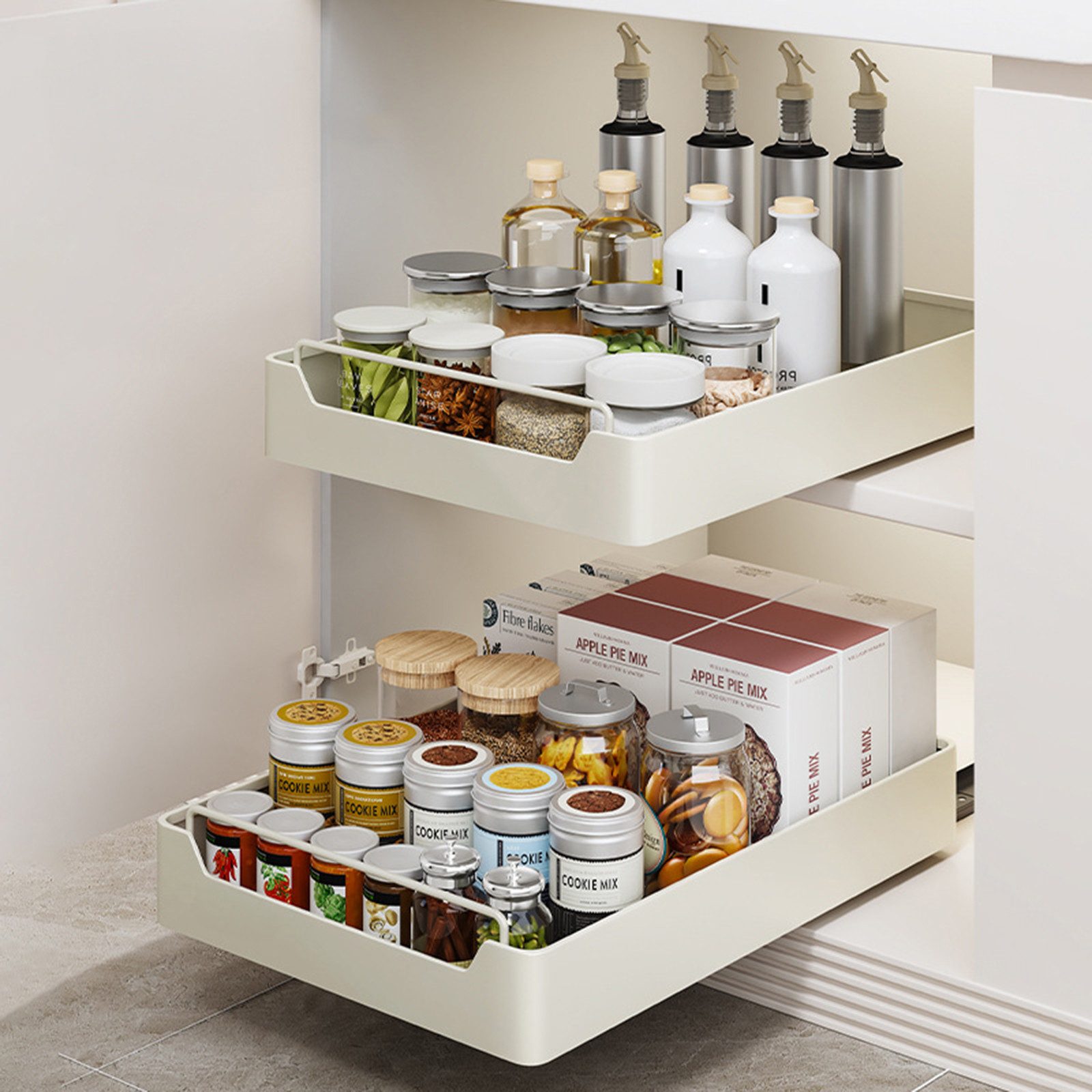 GarveeMore Küchenorganizer-Set Ausziehbarer Schrank-Organizer, ausziehbare Vorratsregale, Schubladen – Bild 4 von 5