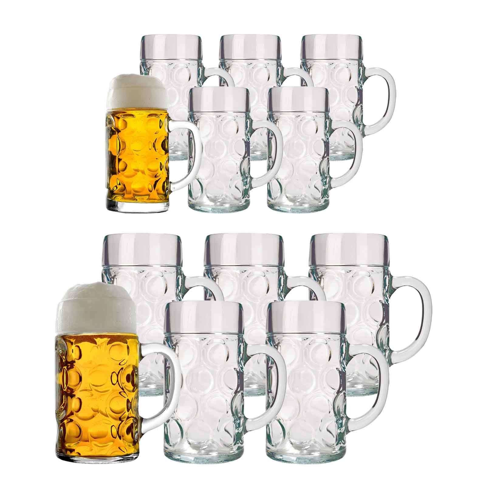 Stölzle Bierkrug Isar Bierkrüge 0,5l + 1l 12er Set, 12-tlg., Glas