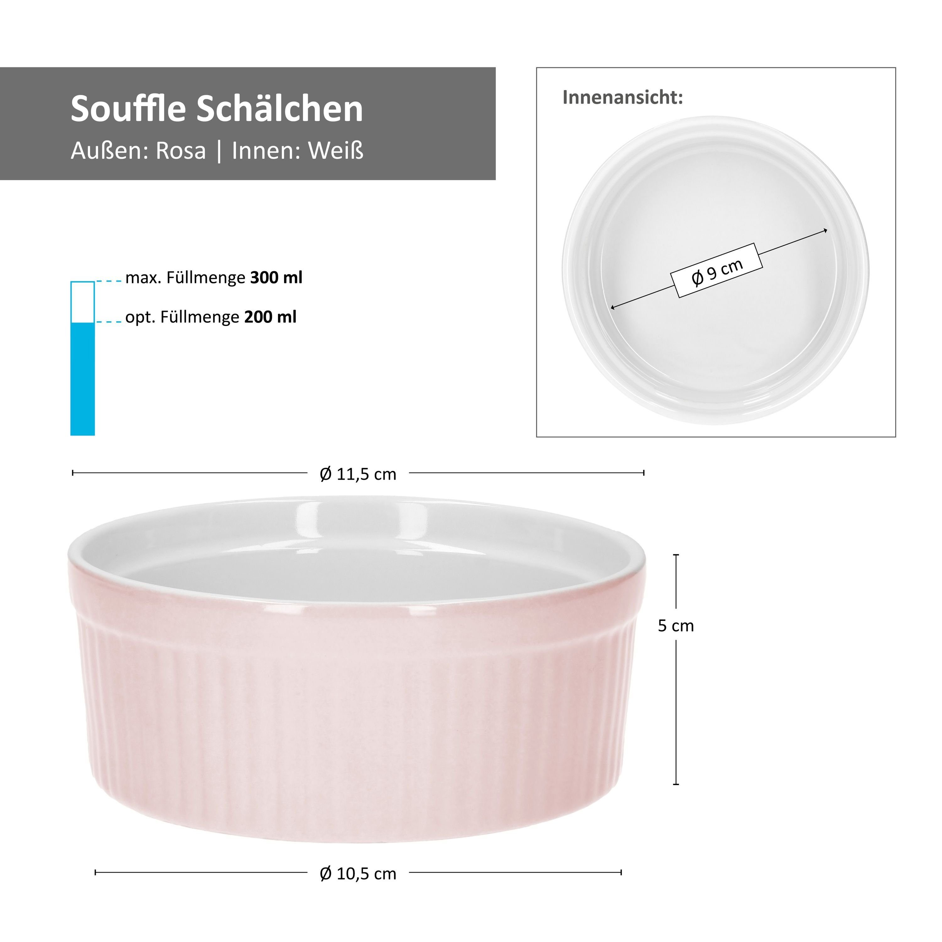 12x5cm / Steingut Schale Auflaufform - 24320222, 4er Lotti Souffle MamboCat Muffinform Set