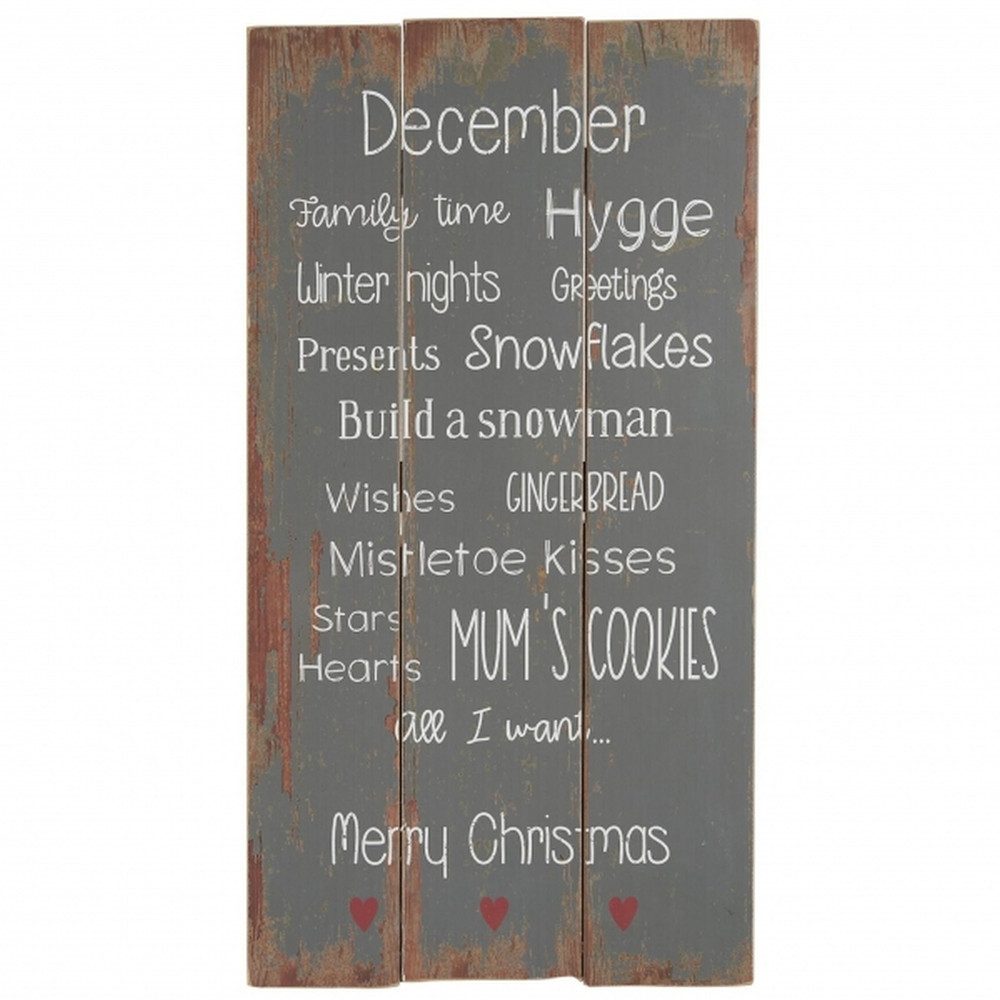 Ib Laursen Dekoobjekt Wandschild Holzschild Weihnachtsdeko Weihnachten Weiß 66x34cm, Mit charmantem Used-Finish bringt es festliche Stimmung
