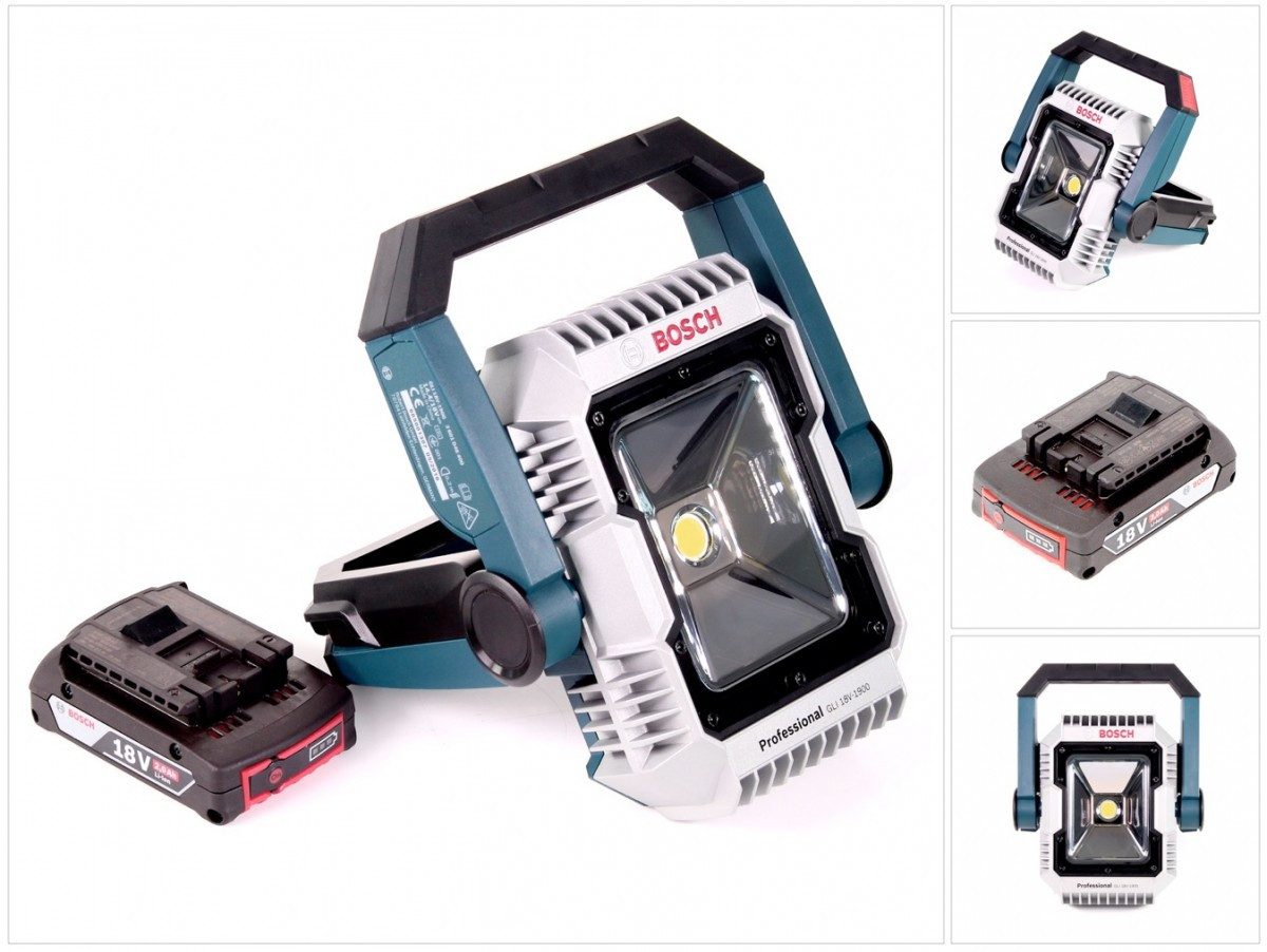 Bosch Professional Baustrahler GLI 18 V-1900 Akku Baustellen Lampe Leuchte mit 1 x Bosch GBA 18 V 2