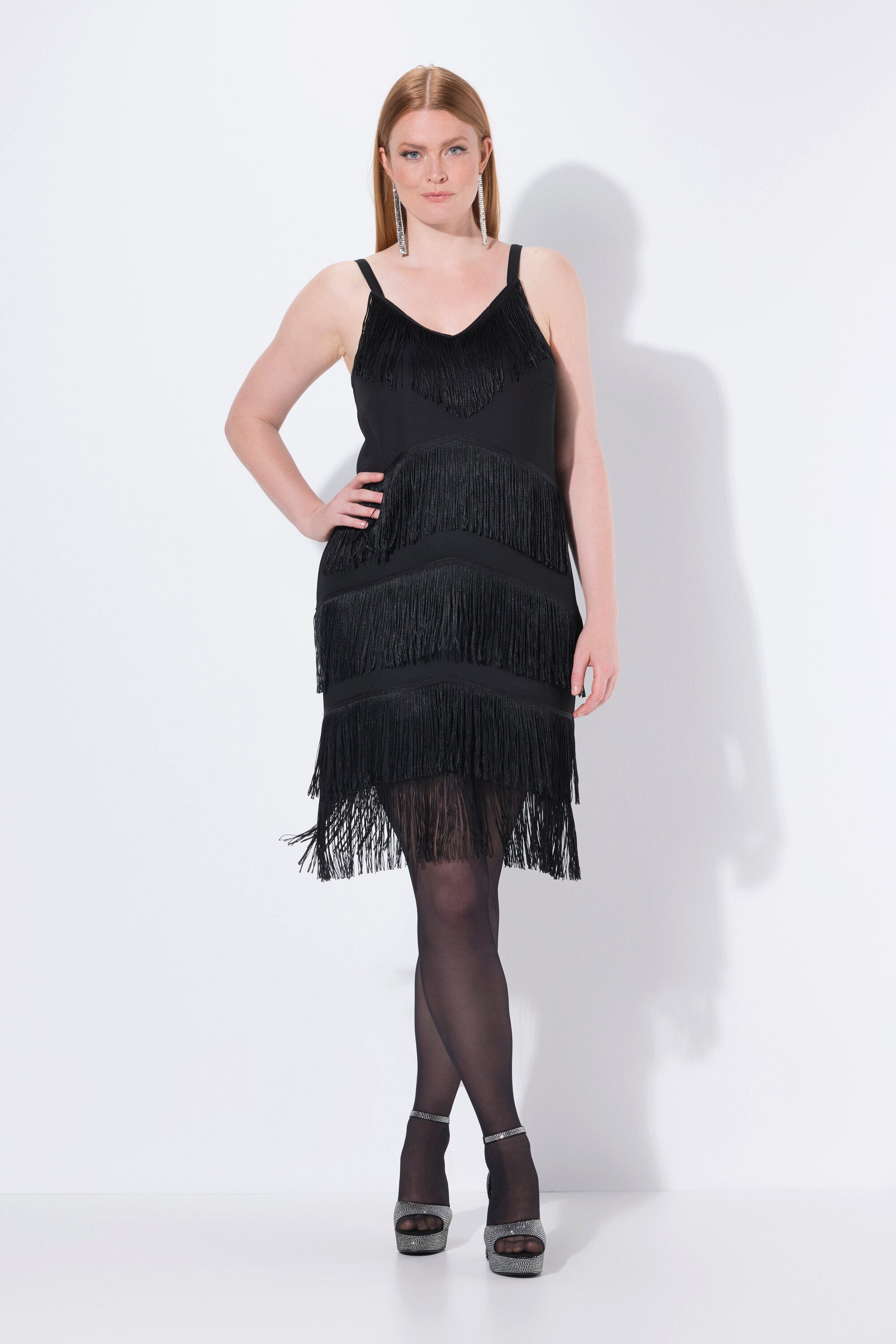 Ulla Popken Cocktailkleid Fransenkleid ärmellos günstig online kaufen