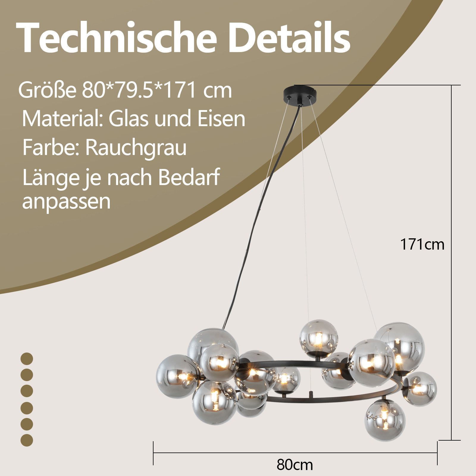 Nettlife Pendelleuchte Esstisch Glas G9 8/14 Flammig Modern Kronleuchter, LED wechselbar, Esstischlampe Wohnzimmer Hängeleuchte für Schlafzimmer Hotel