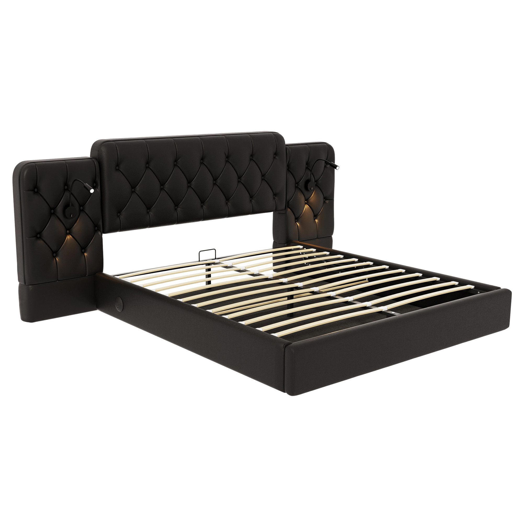 LVHOM Boxspringbett 160x200cm/180x200cm Bettgestell, Samt/PU, diamantgepräg günstig online kaufen
