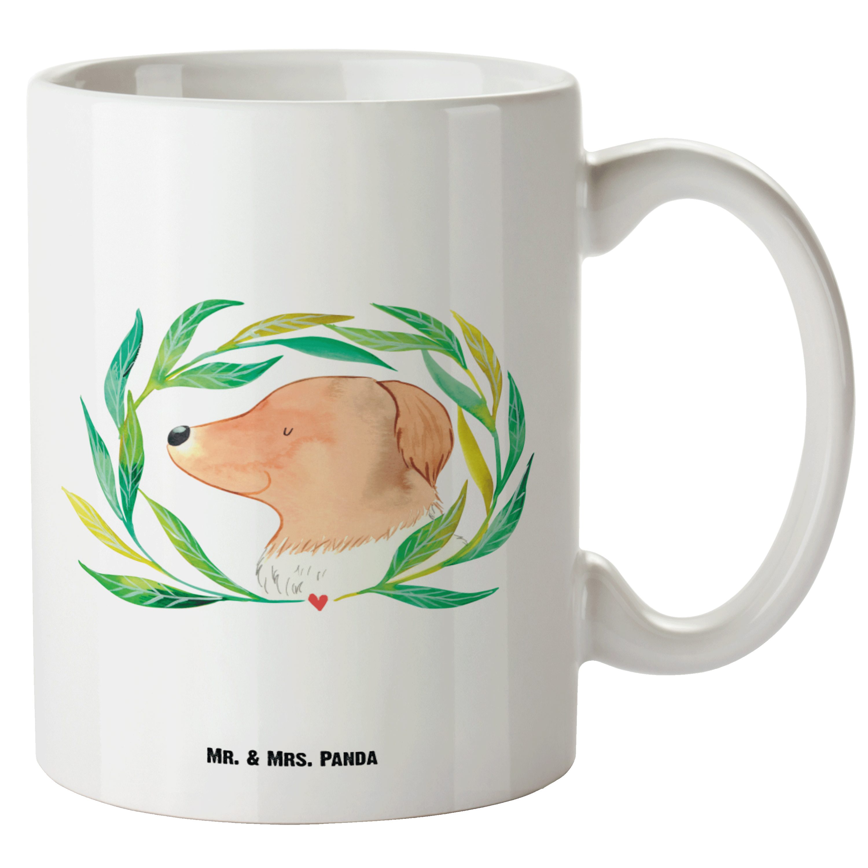 Mr. & Mrs. Panda Tasse Hund Ranke - Weiß - Geschenk, Sprüche, niedlich, Hunde, XL Becher, Ju, XL Tasse Keramik | Tassen