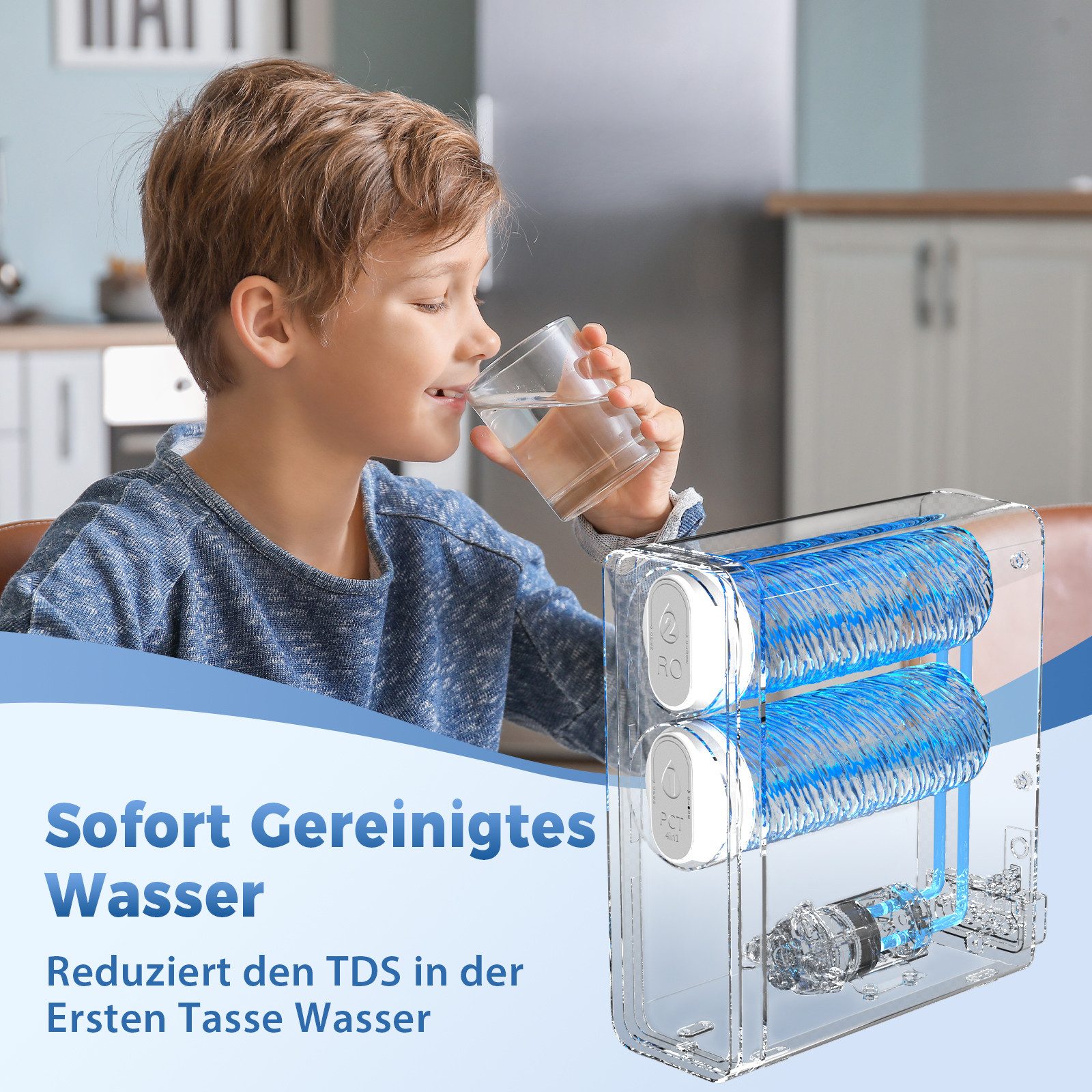 iSpring Wasserhahn-Wasserfilter RO400EU Umkehrosmoseanlage, 400GPD tanklos, unter der Spüle (1 St)