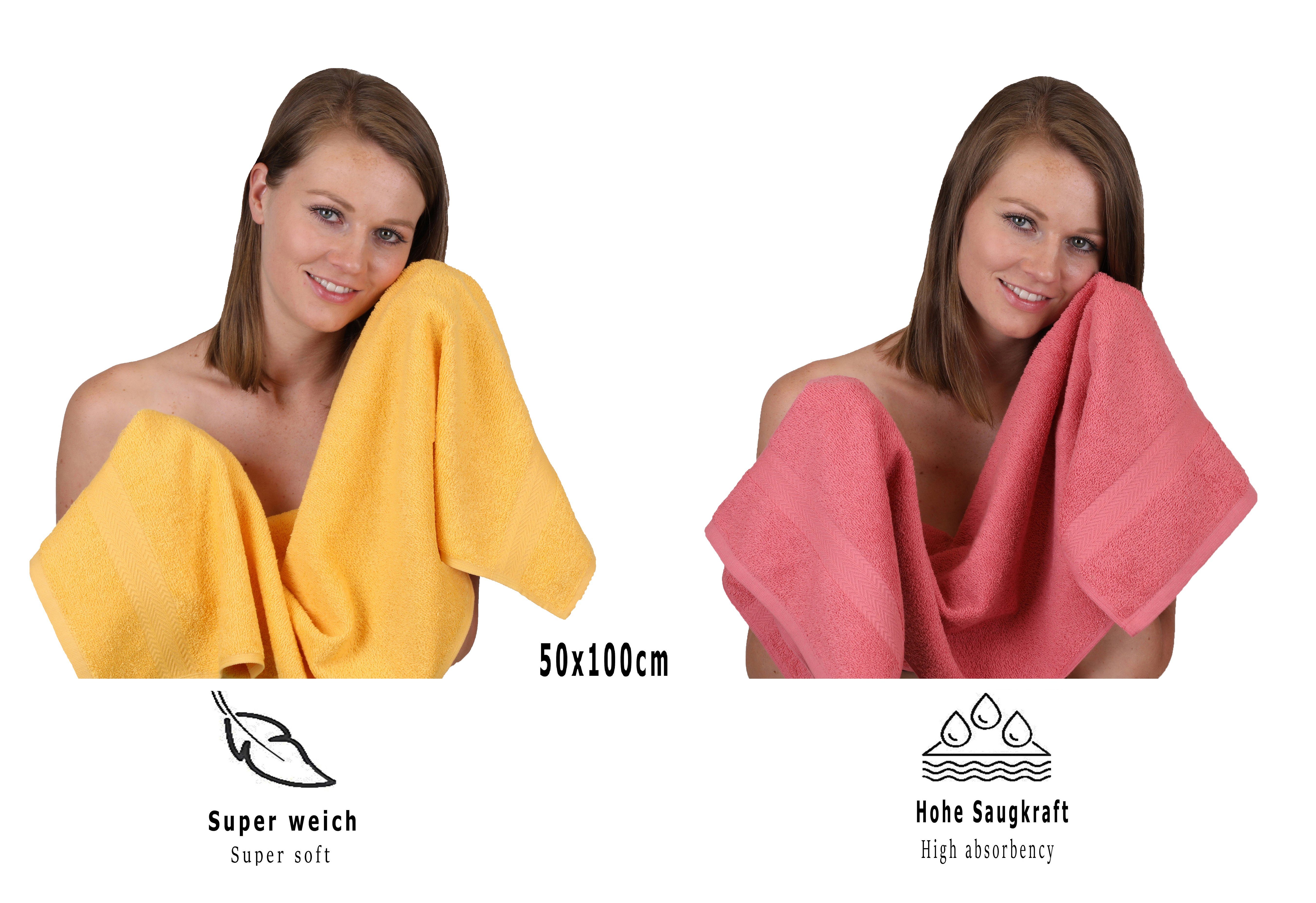 Set 12-tlg. honiggelb/Himbeere, Handtuch Baumwolle, Betz Farbe 100% (12-tlg) Premium Handtuch Set
