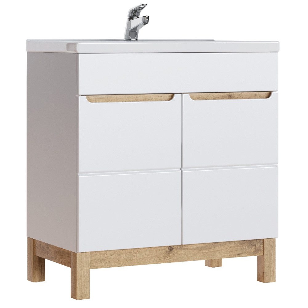 Lomadox Badmöbel-Set SOLNA-56, (Spar-Set, 6-St), weiß 130/200/46 cm günstig online kaufen