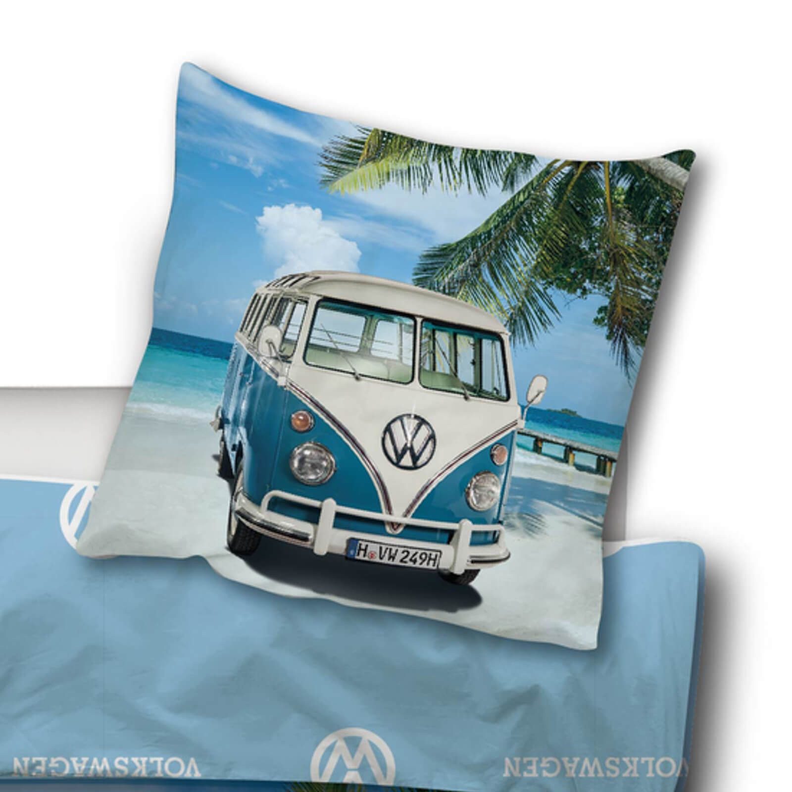SkyBrands Bettwäsche VW Bulli T1 Van Love, Renforcé, 2 teilig, Bus, Palmen, günstig online kaufen