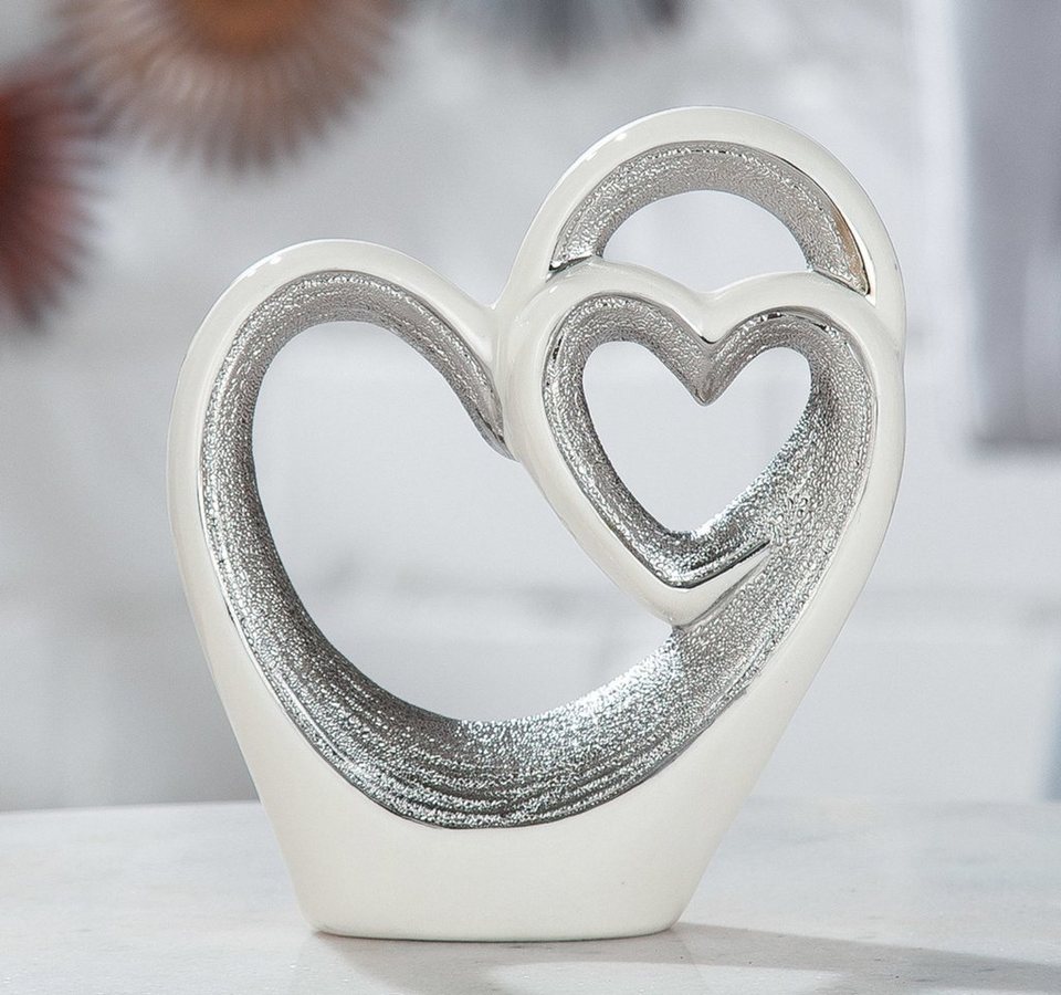 GILDE Skulptur Deko Skulptur Herz im Herz Dekoration aus Porzellan von Gilde  Handwerk
