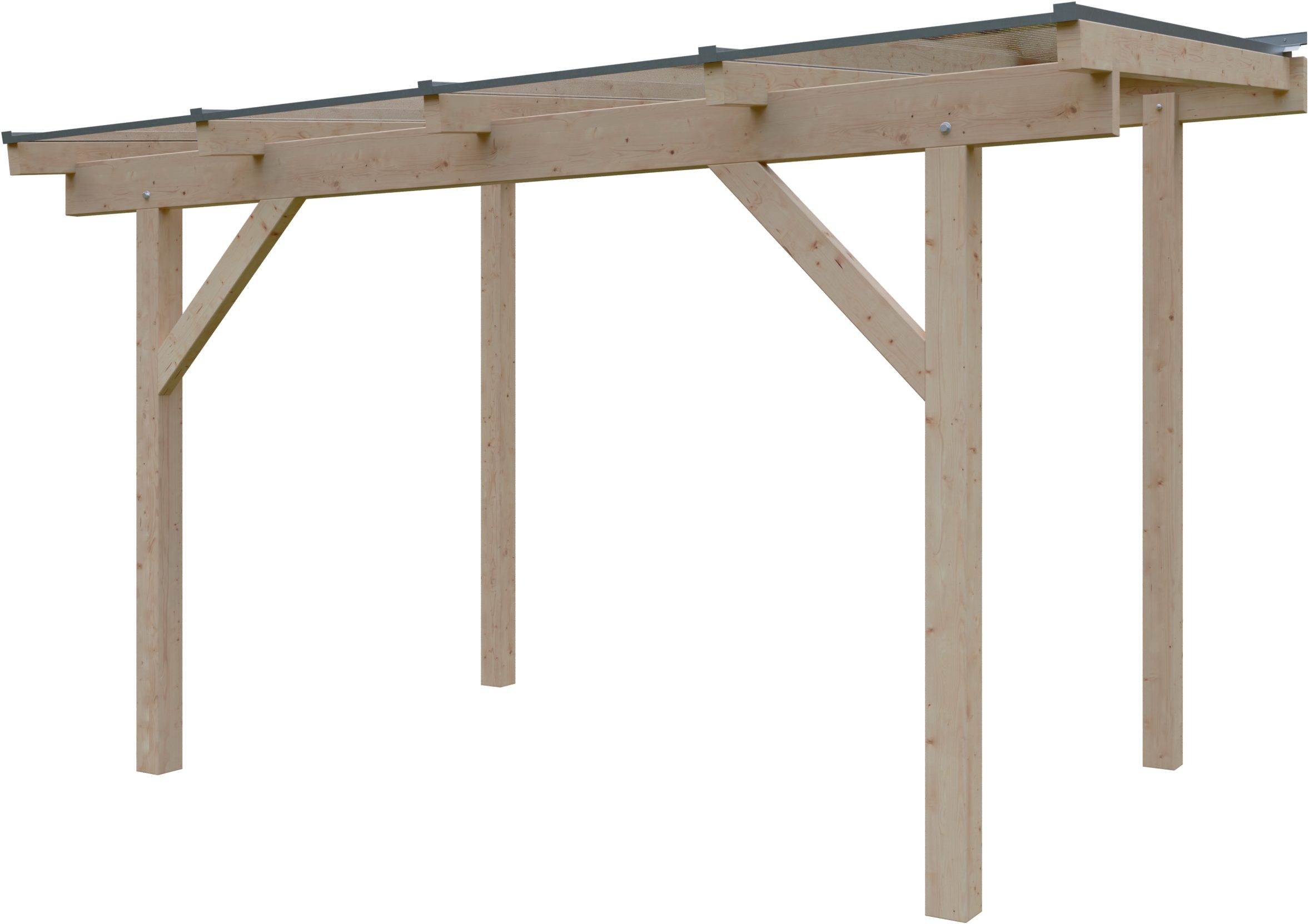 KONIFERA Terrassendach Capella, BxT: 409,2x250 cm, Bedachung Hohlkammerplatten, Bausatz aus naturbel. Leimholz mit lichtdurchl. Polycarbonat-Pultdach