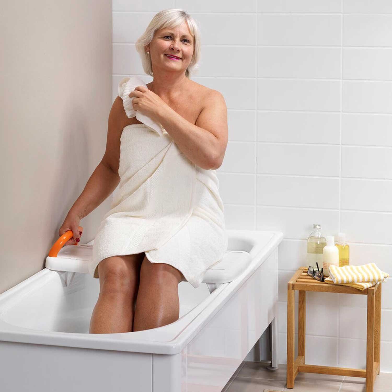 Etac GmbH Badewannenbrett Etac Fresh Badewannenbrett 69 cm mit Haltegriff weiß-orange