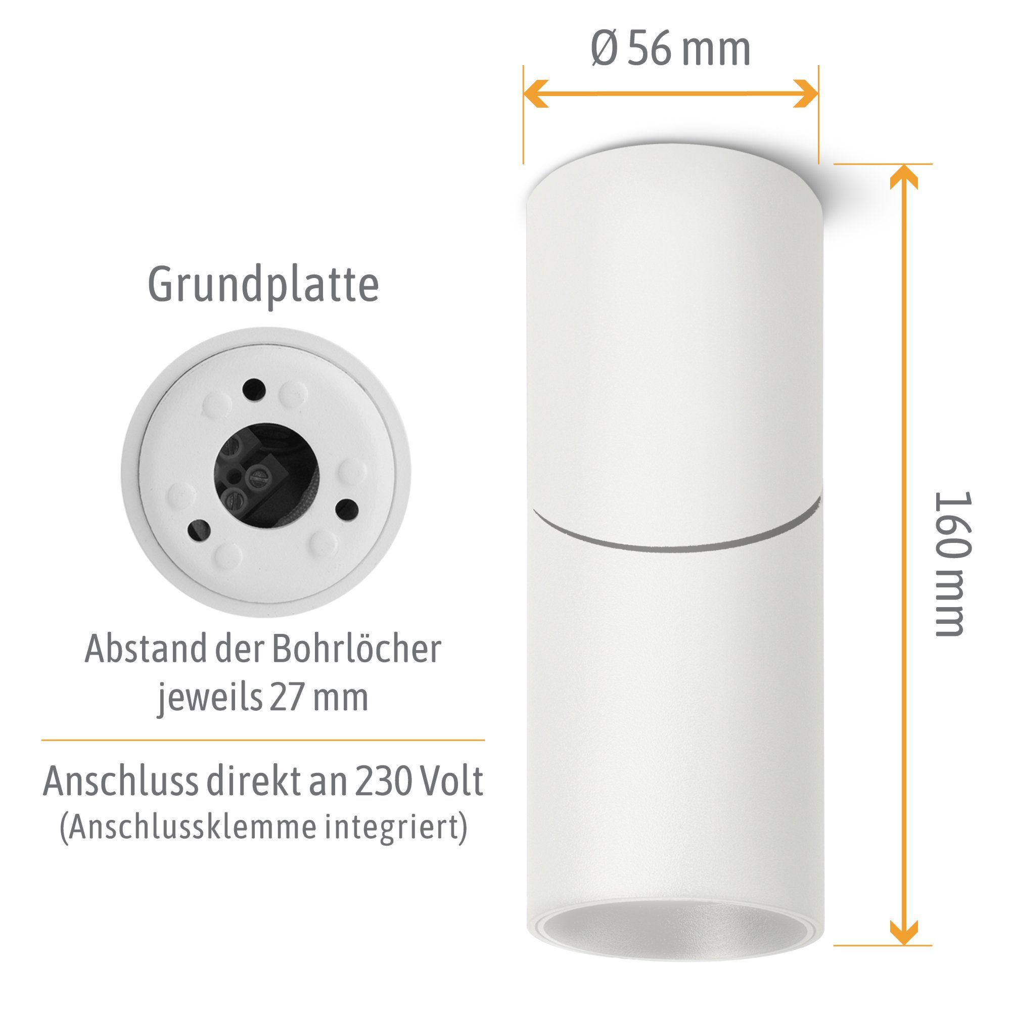 SSC-LUXon LED Aufbaustrahler TOBI-L Deckenspot Strahler schwenkbar LED GU10 dimmbar neutralweiß 7W, Neutralweiß