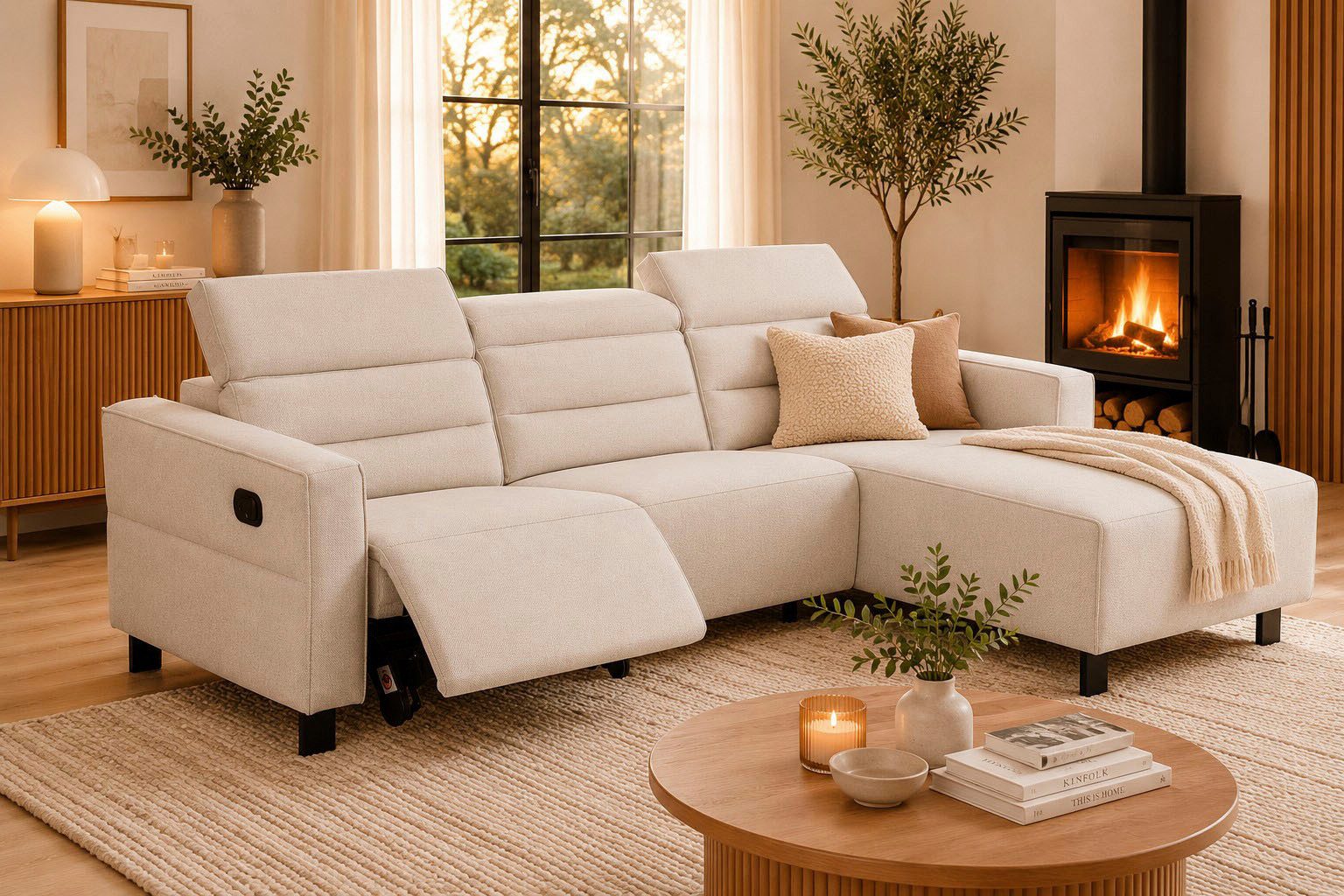 OTTO home Ecksofa Carpari, L-Form, 263 cm, manuelle o. elektrische Relaxfunktion, USB A/C und Kopfteilverstellung