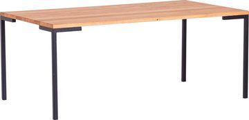 Homexperts Couchtisch Roger, Massivholz Eiche, Metall Untergestell in Schwarz, Breite 110 cm