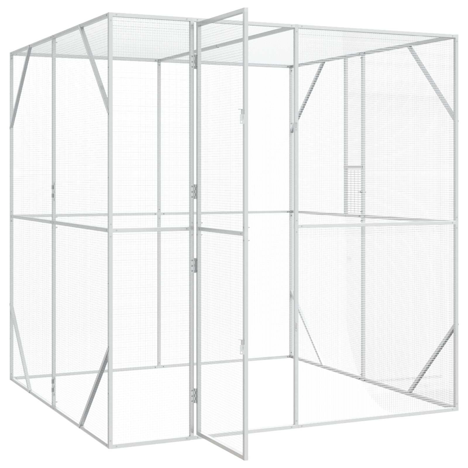 vidaXL Vogelkäfig, Vogelkäfig Anthrazit 209 x 202 x 214 cm Verzinkter Stahl