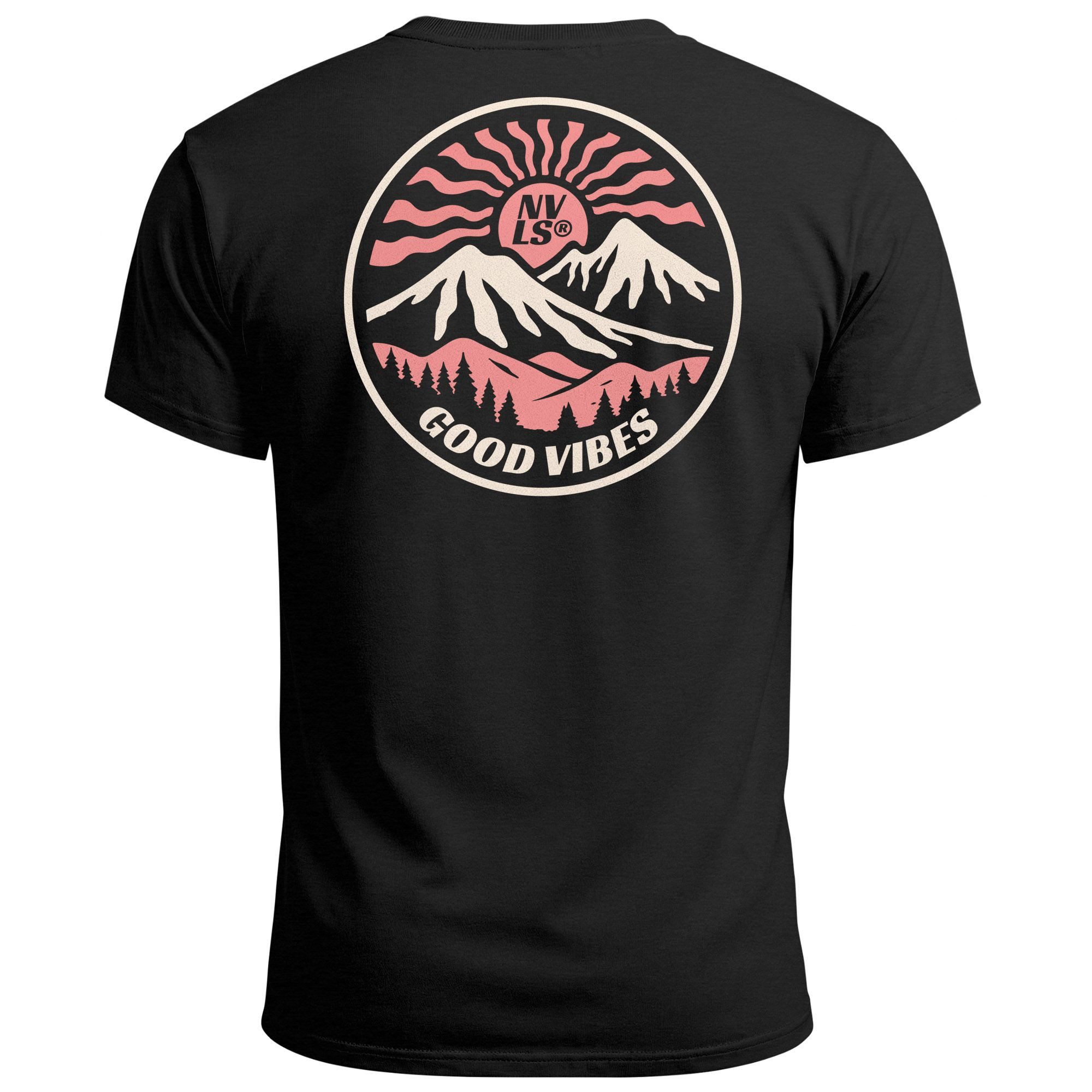 Neverless Print-Shirt Herren T-Shirt Backprint Rundes Retro Design mit Good Vibes Feeling mit Print