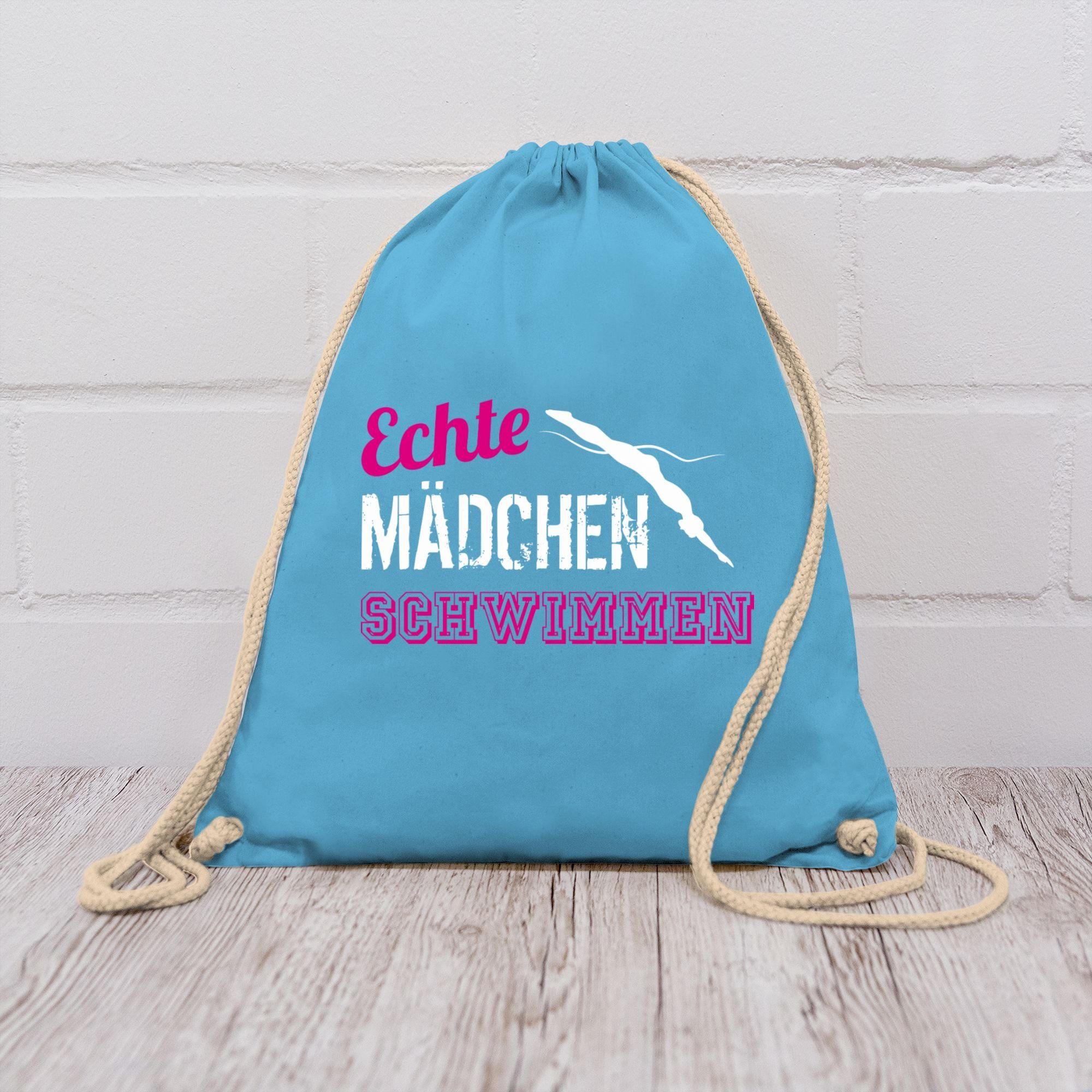 Shirtracer Turnbeutel Echte Mädchen schwimmen, Wassersport Zubehör & Bekleidung