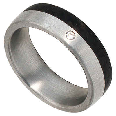 Schmuck Krone Diamantring Partnerring, Diamant, Edelstahl Carbon, Unisex