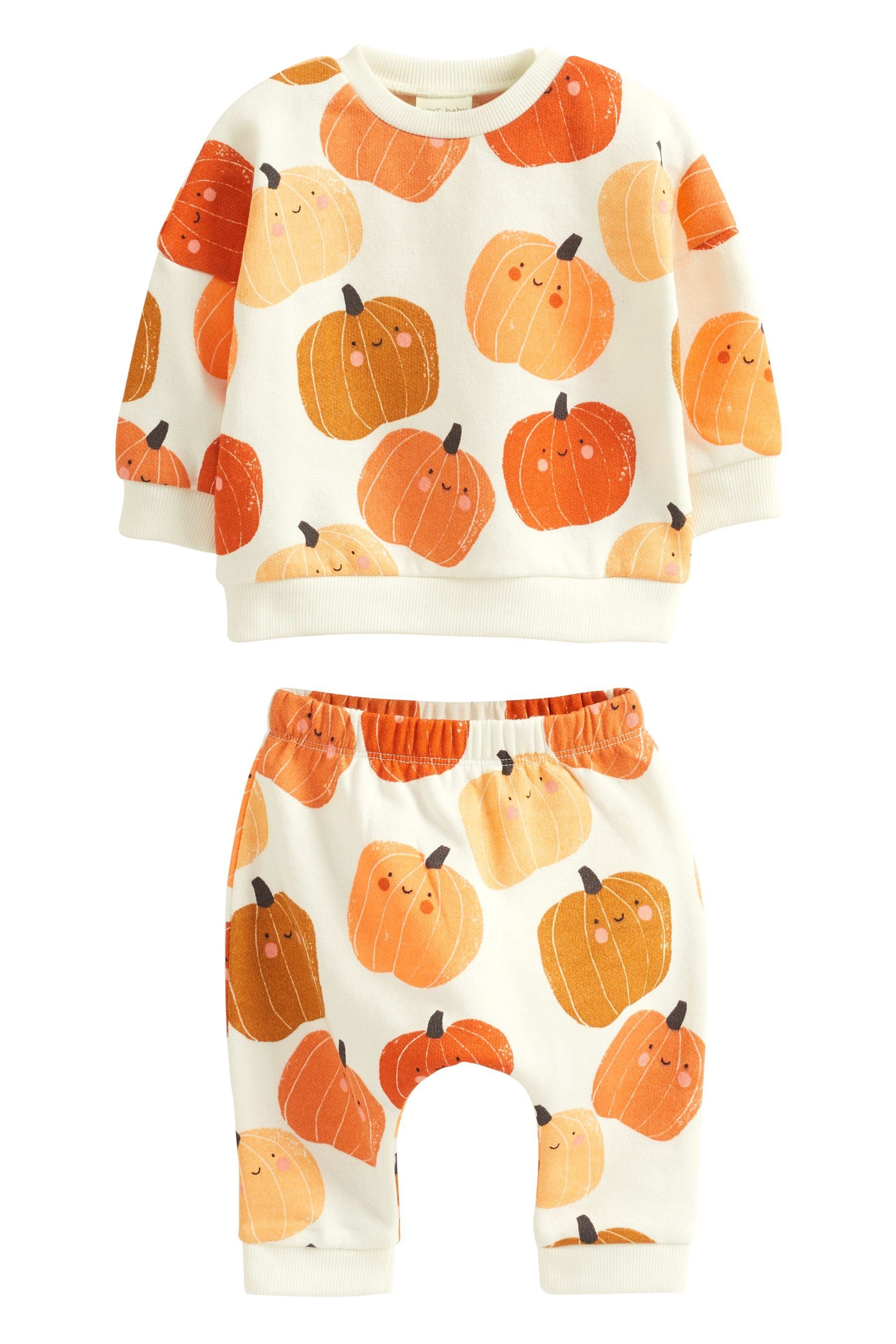 Next Sweatanzug 2-teiliges Baby-Set mit Sweatshirt und Jogginghose (2-tlg) Cream Pumpkin