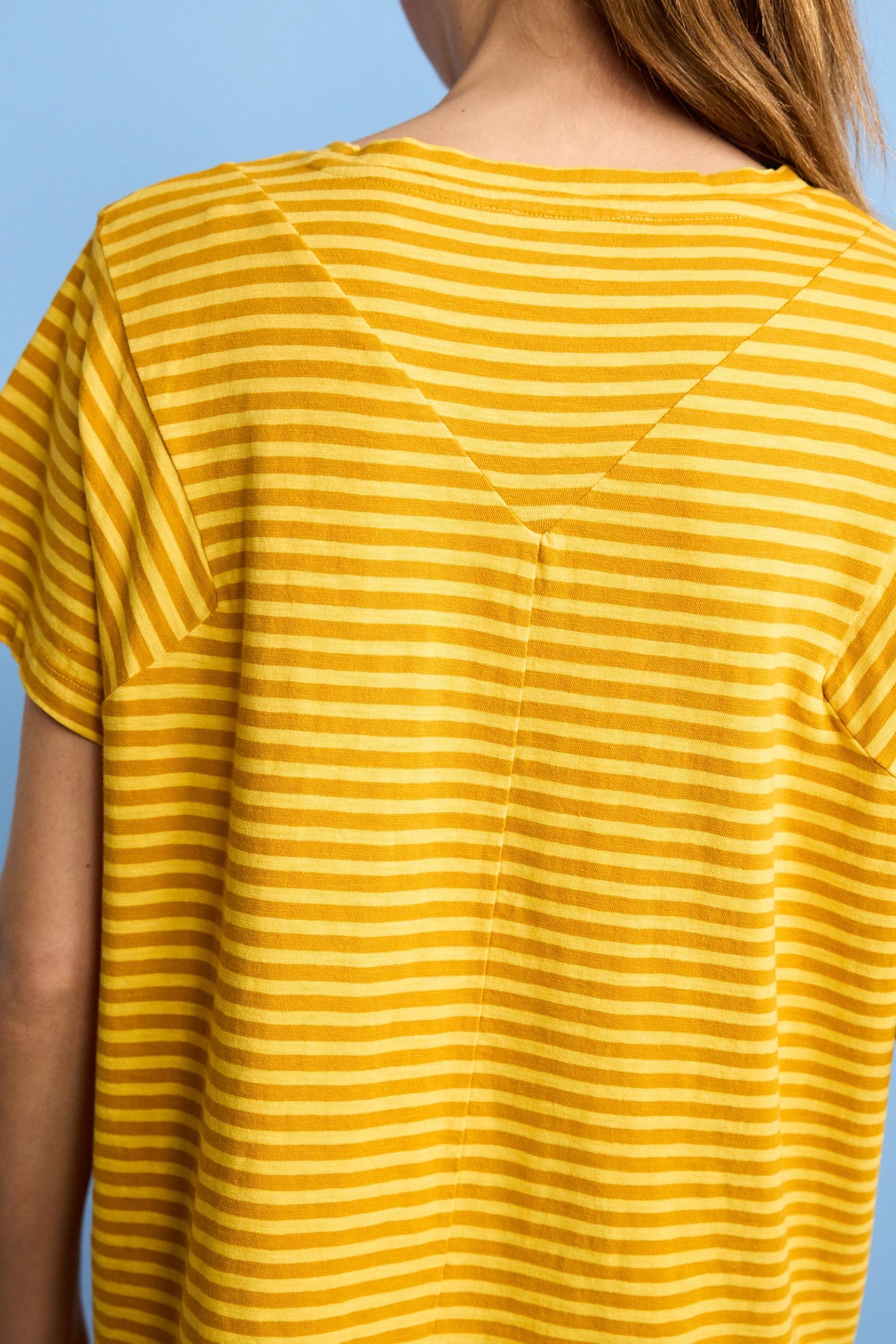 Next T-Shirt Gestreiftes T-Shirt Ochre (1-tlg) Rundhalsausschnitt mit Yellow