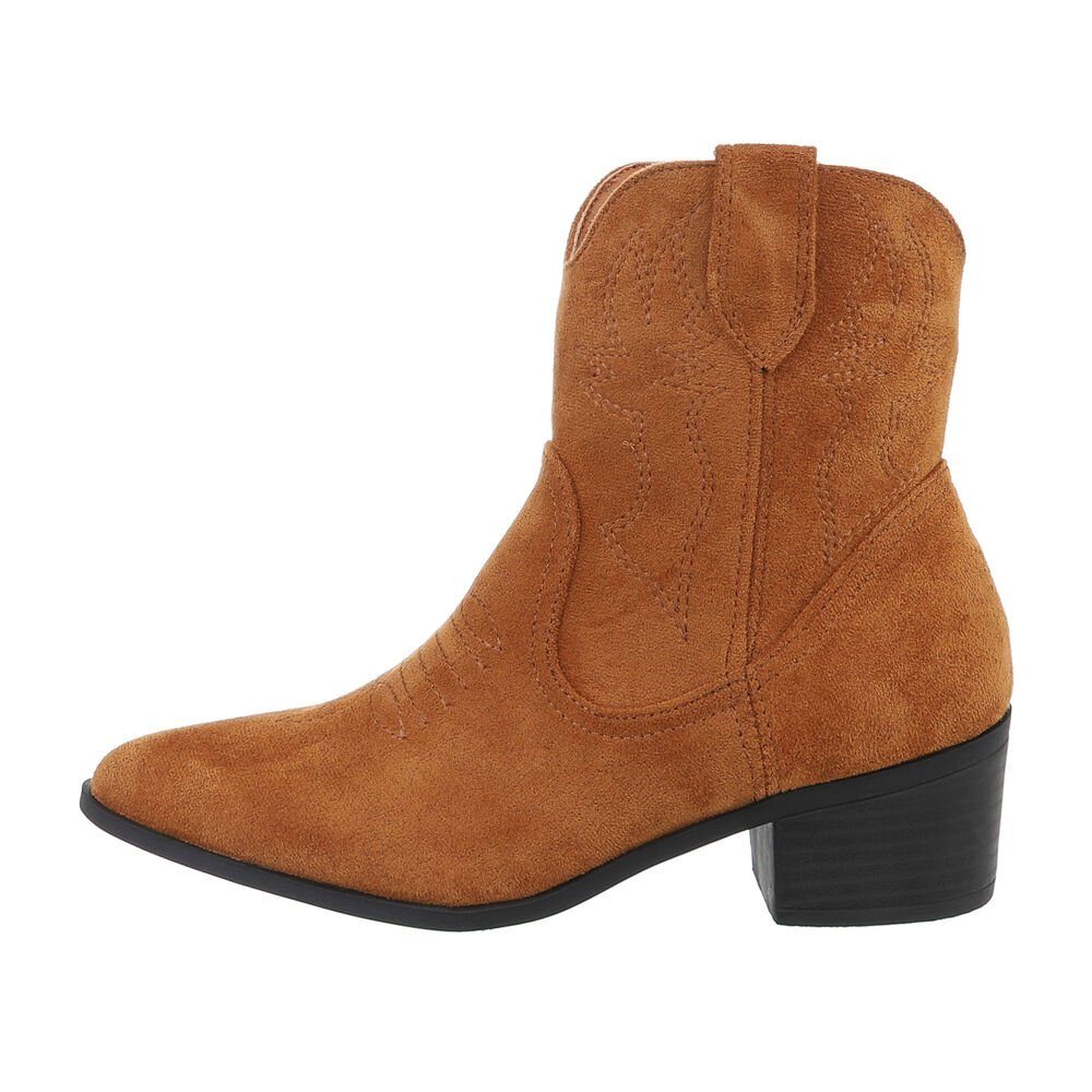 Ital-Design Damen Cowboyboots Western Westernstiefelette Camel 1