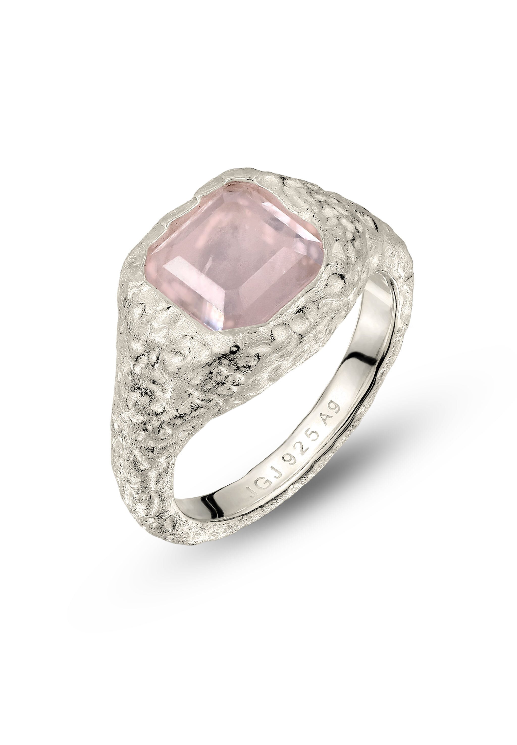 HAZE & GLORY Siegelring Quarz Rosa 925 Sterling Silber
