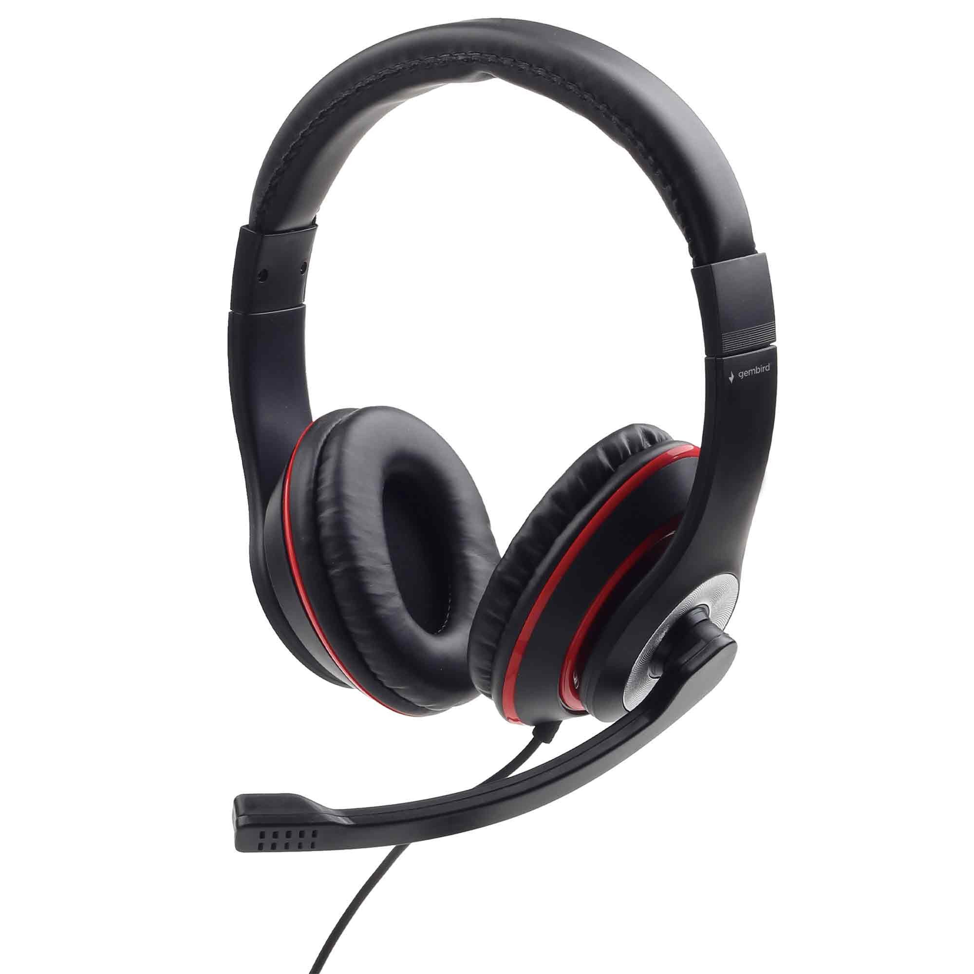Gembird MHS-03-BKRD Headset (Komfortables, universell einstellbares Kopfband)
