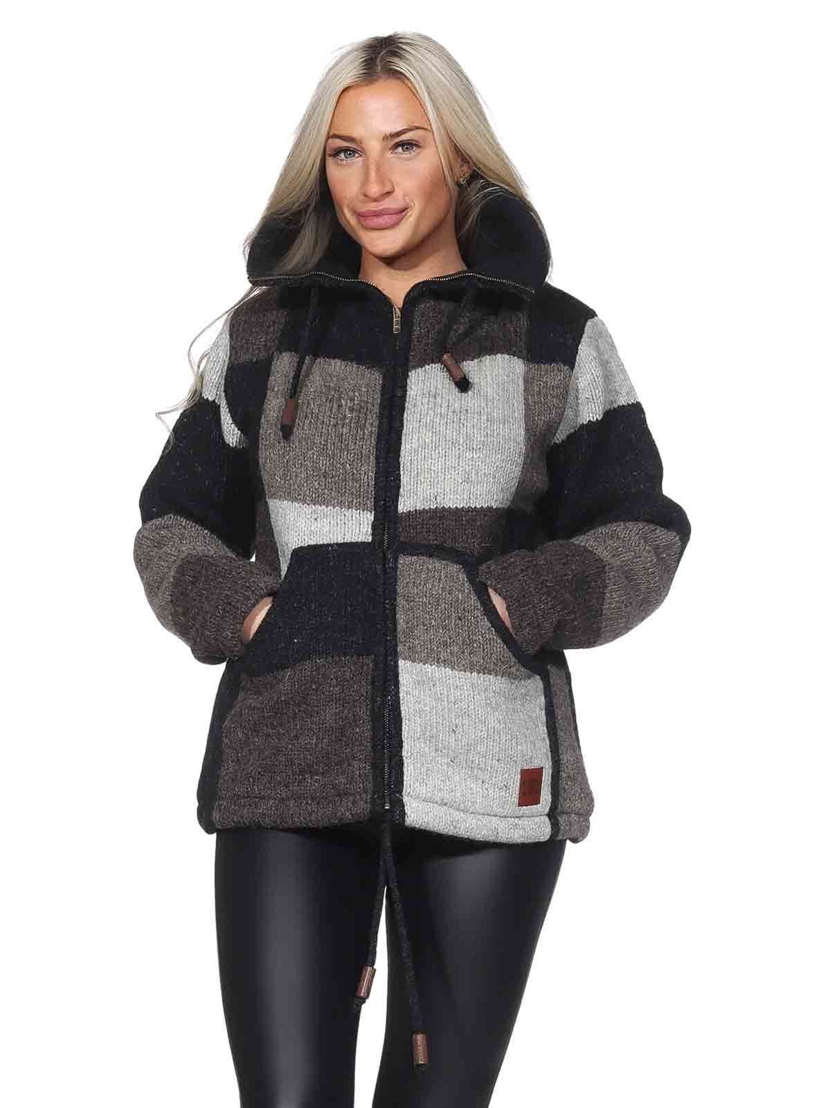 KUNST UND MAGIE Strickjacke Damen Strickjacke Wolle Bunte Patchwork Jacke+F günstig online kaufen