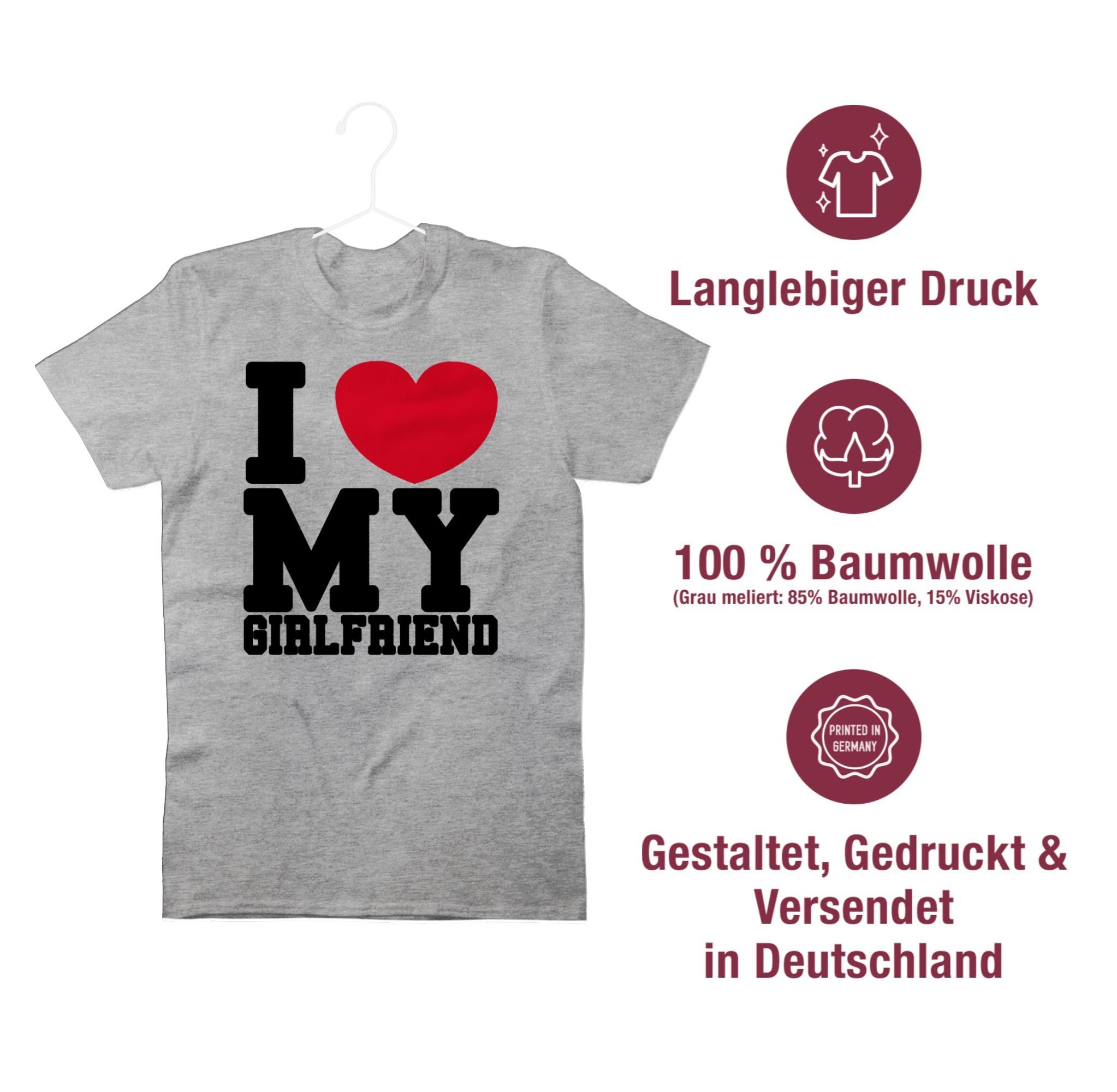 Shirtracer T-Shirt I GF meliert my Geschenk my Partner 2 - love meine Freundin Grau Valentinstag Liebe Love Girlfriend liebe Ich