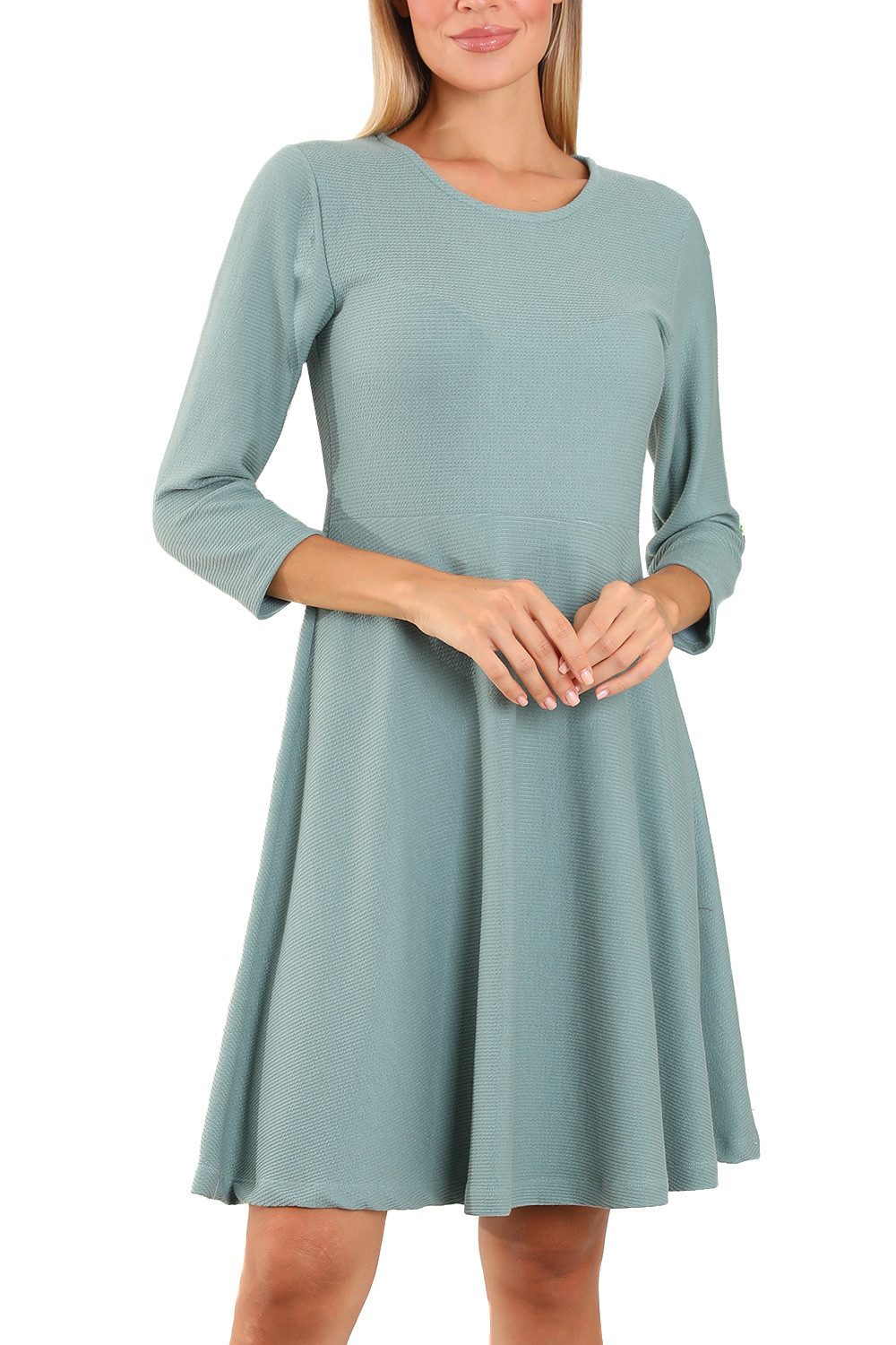 Bongual A-Linien-Kleid Casual Midikleid 3/4-Ärmel, mit Rippstruktur günstig online kaufen