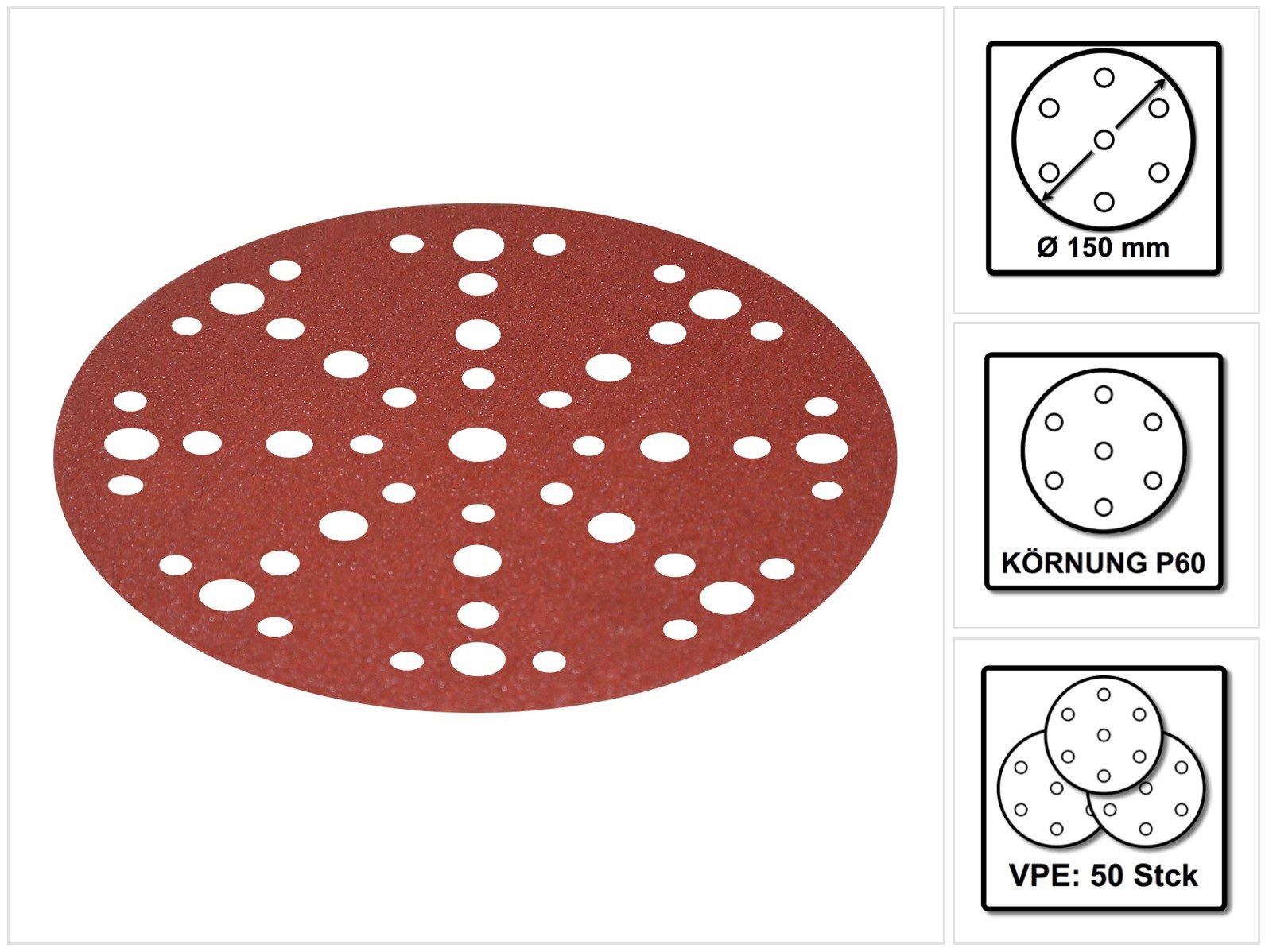 FESTOOL Schleifscheibe STF D150/48 Rubin 2 RU2/50 Schleifscheiben, P60, 150 mm / 50 Stk. (5