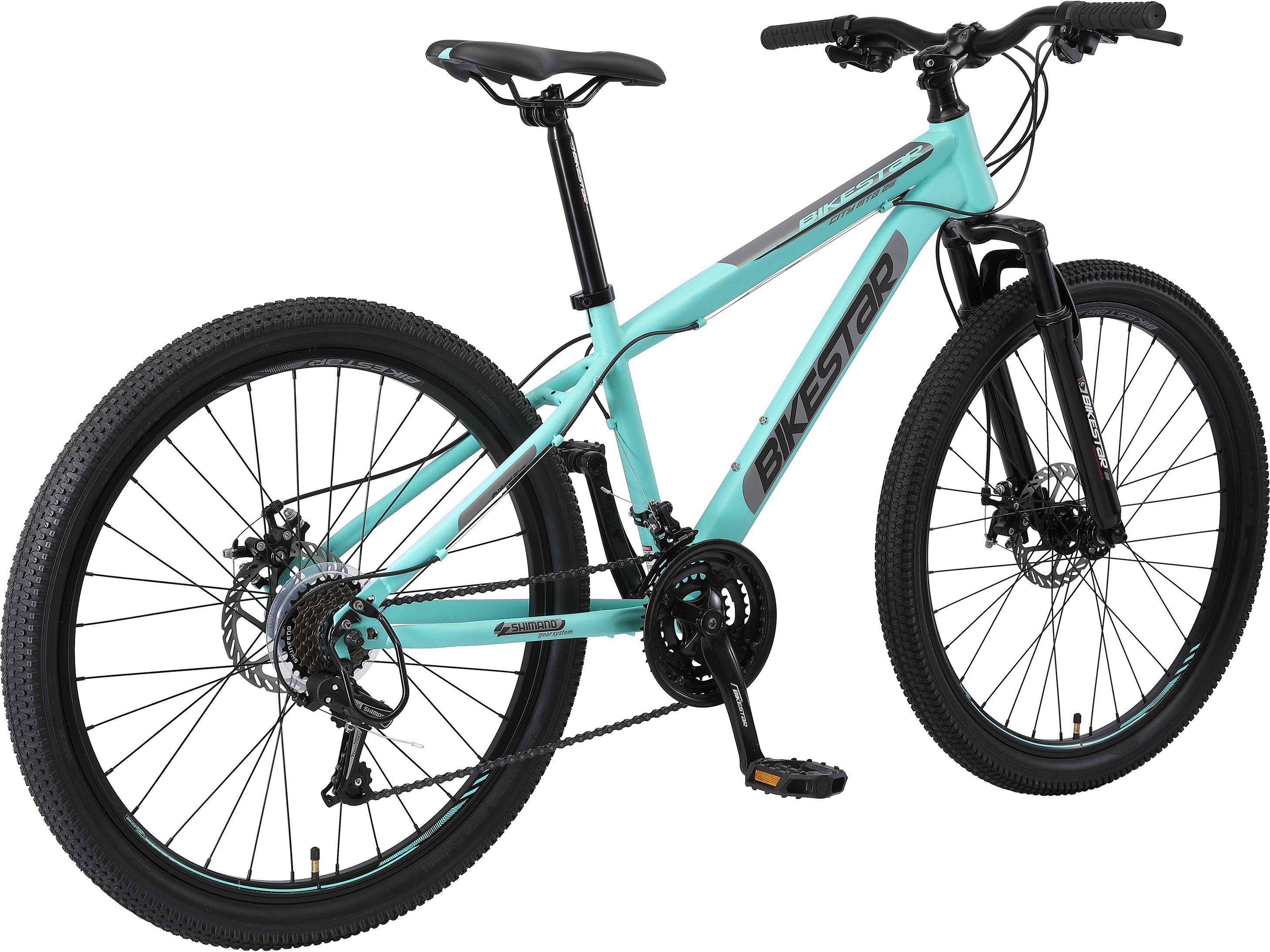 Bikestar Mountainbike, 21 Gang Shimano RD-TY300 Schaltwerk, Kettenschaltung, für Damen und Herren, Kettenschaltung