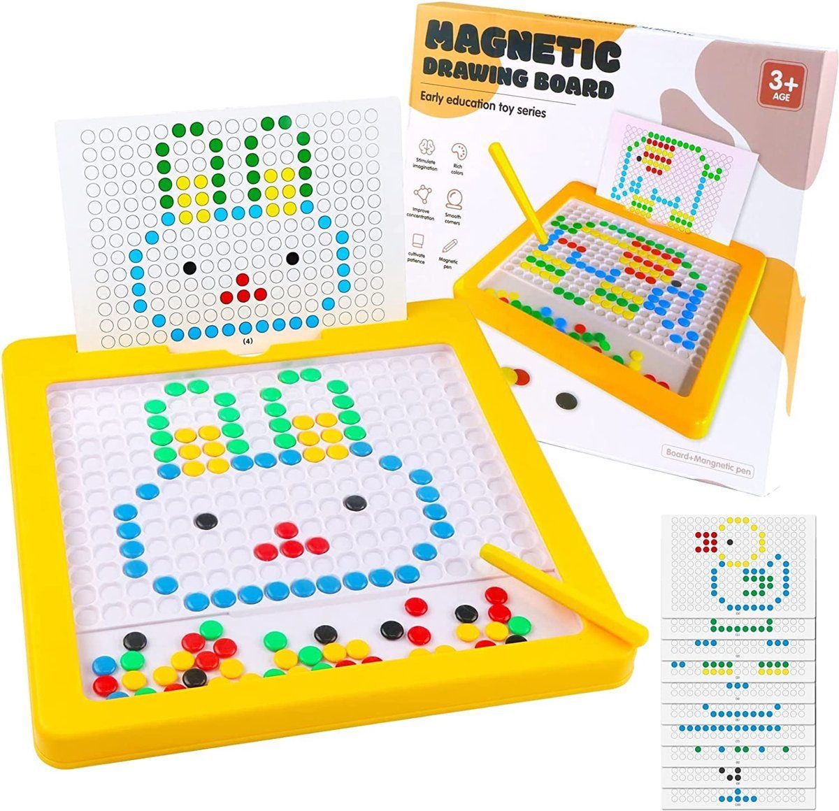 BOTC Zaubertafel Magnetisches Spielzeug - Magnetische Zeichentafel - Sicher für Kinder, (Magnetische Zeichentafel für Kinder Stift und Perlen pädagogische), Montessori pädagogische Vorschulspielzeug für Jungen und Mädchen