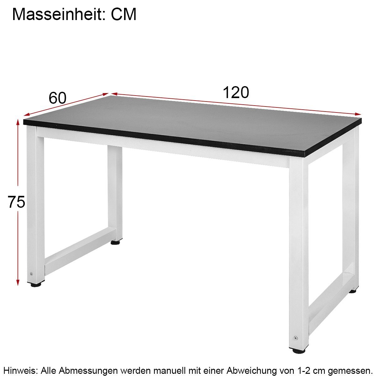 Schreibtisch Einfache Werkbank Computertisch Einstellfuß, Breite CM 120 Arbeitstisch 1 Tisch, Bürotisch scharz (1-St., Verstellbare BlingBin Stahlgestell),